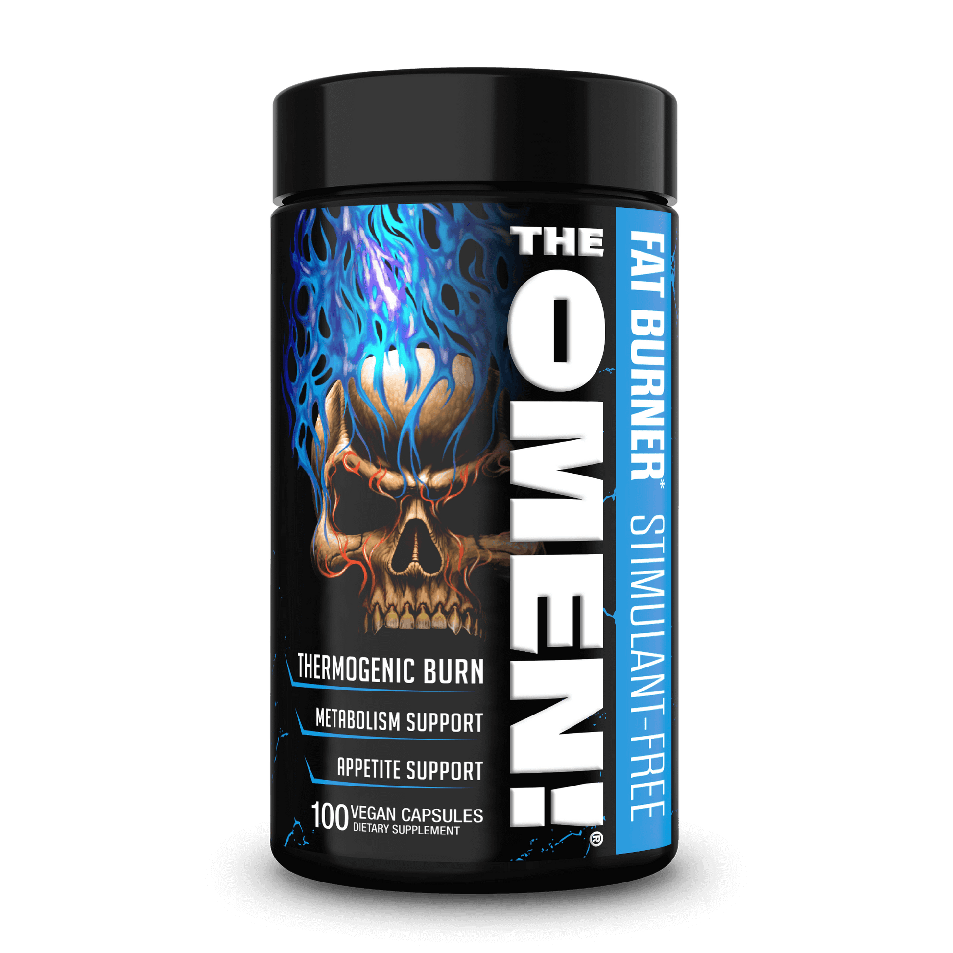 The Omen Stim-Free Fat Burner - 100 vegan capsules for thermogenic burn, metabolism support, and appetite control.
