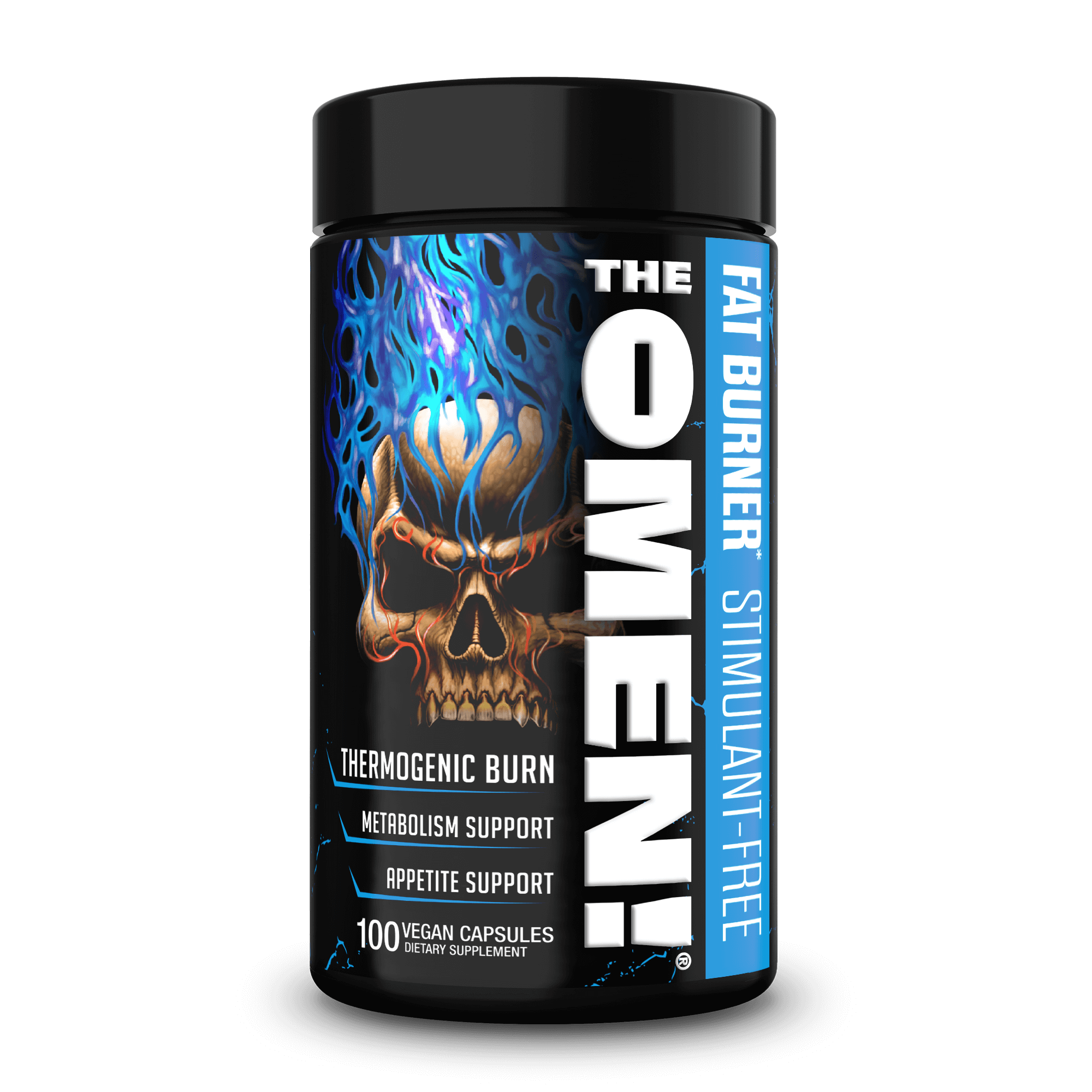The Omen Stim-Free Fat Burner - 100 vegan capsules for thermogenic burn, metabolism support, and appetite control.