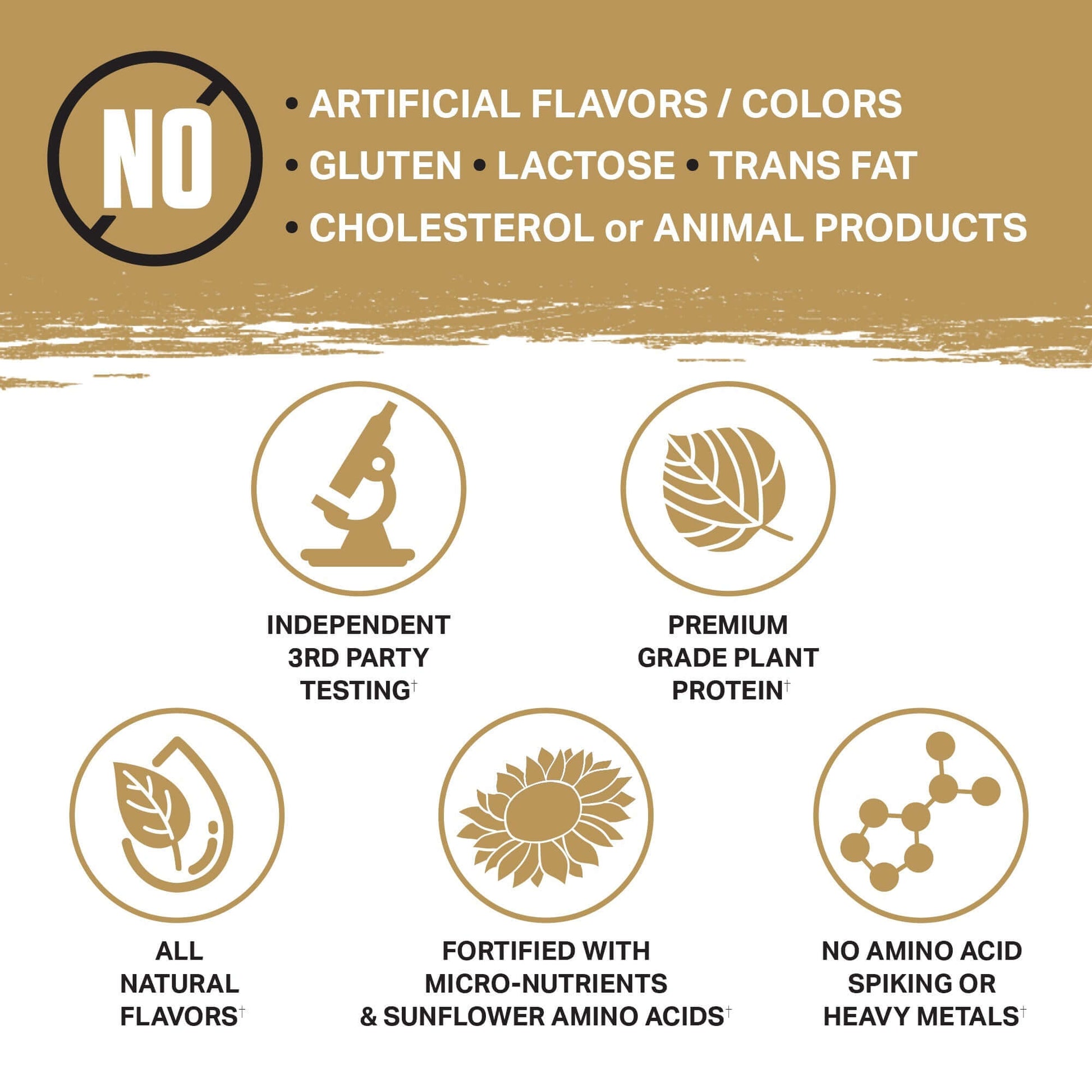Image showcasing Planta - Premium Plant Protein benefits, highlighting no artificial flavors, gluten, or animal products.