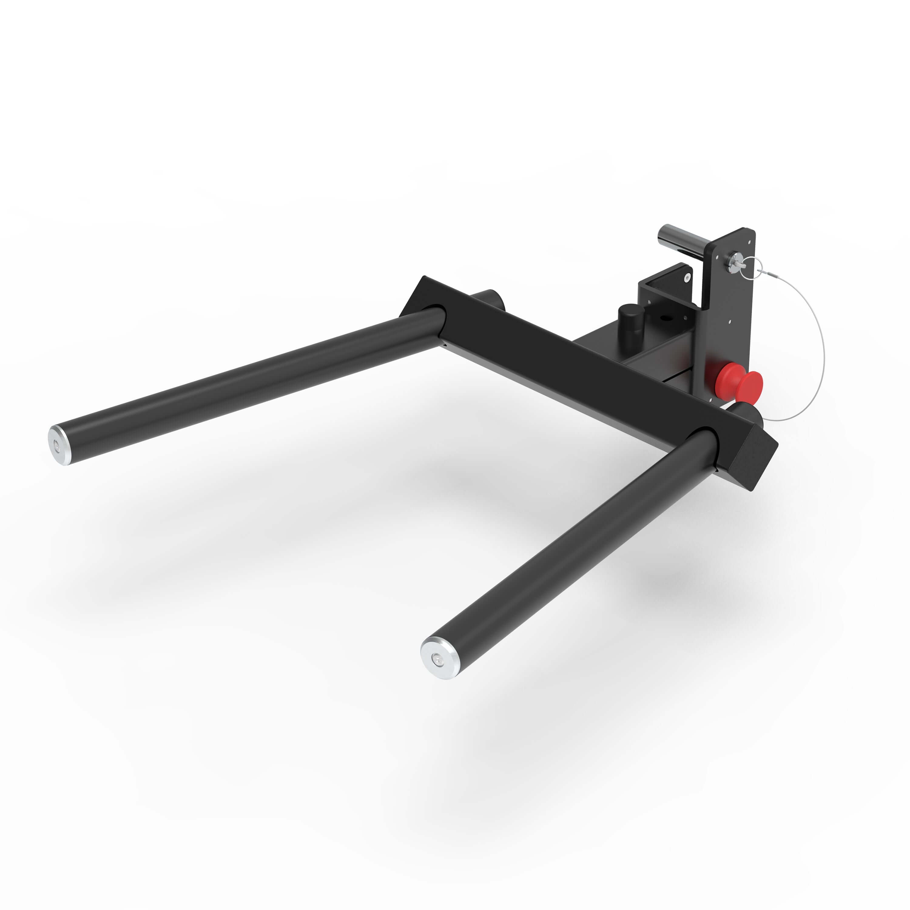 Viper Dip Handle Attachment for power rack, designed for stability and secure locking with a magnetic pin.
