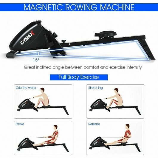 Foldable Magnetic Quiet Operated Fitness Rowing Machine with 10 Level Adjustable Resistance-3