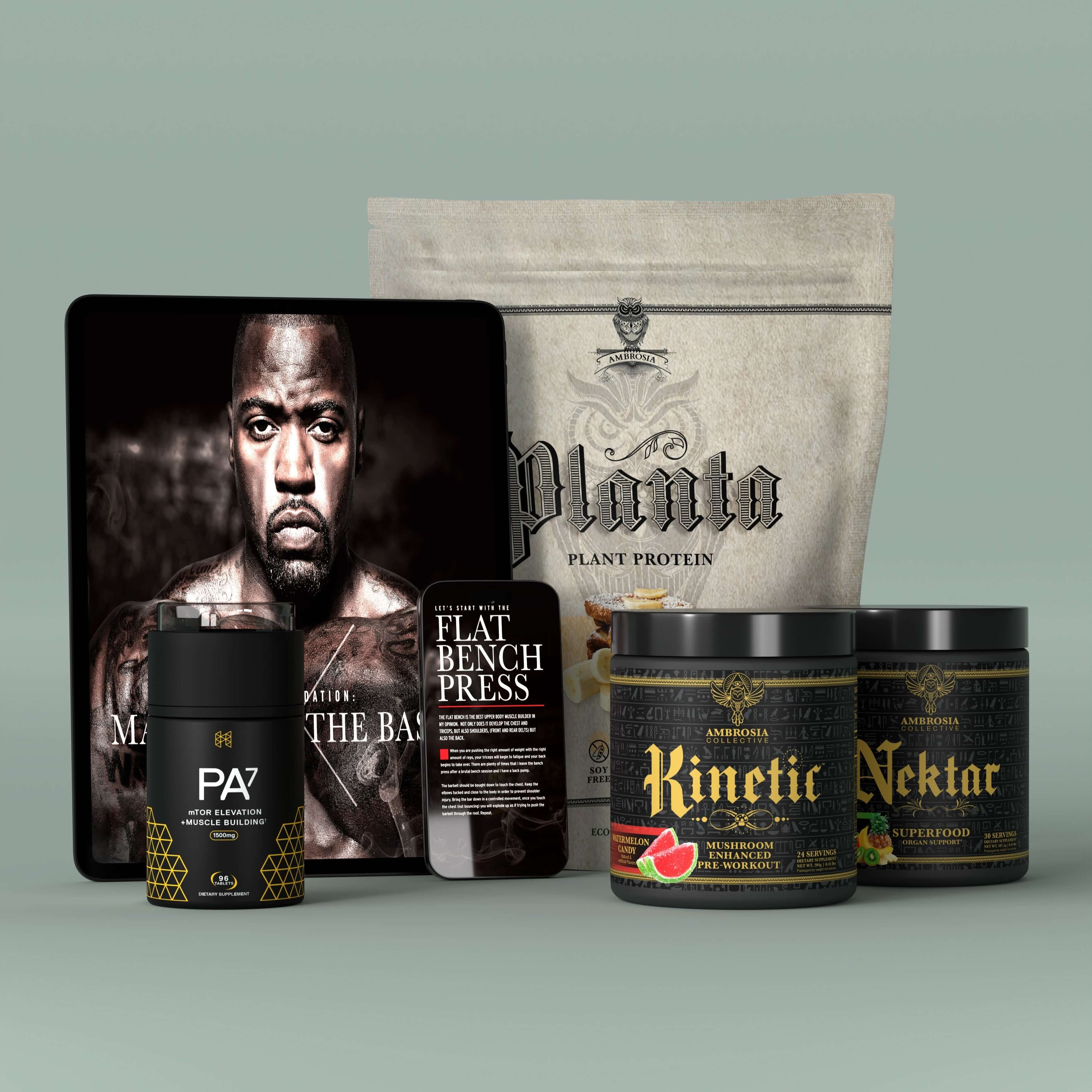 Super Dad Stack 2.0 by Ambrosia product image featuring PA7, Kinetic, Nektar, and Planta plant protein.