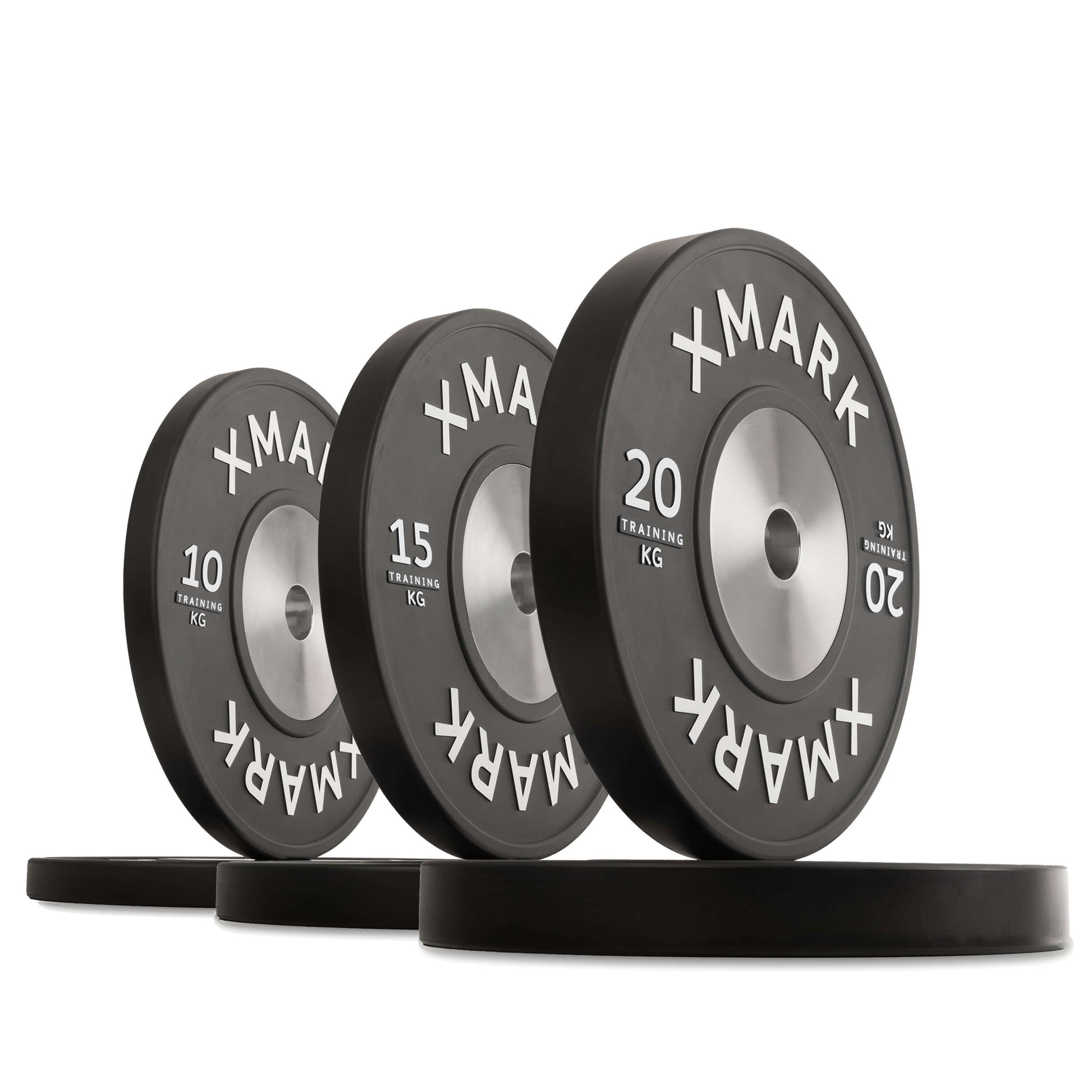 Black Premium IWF Training Bumpers KG Pairs-Sets including 10kg, 15kg, and 20kg training weights on display.