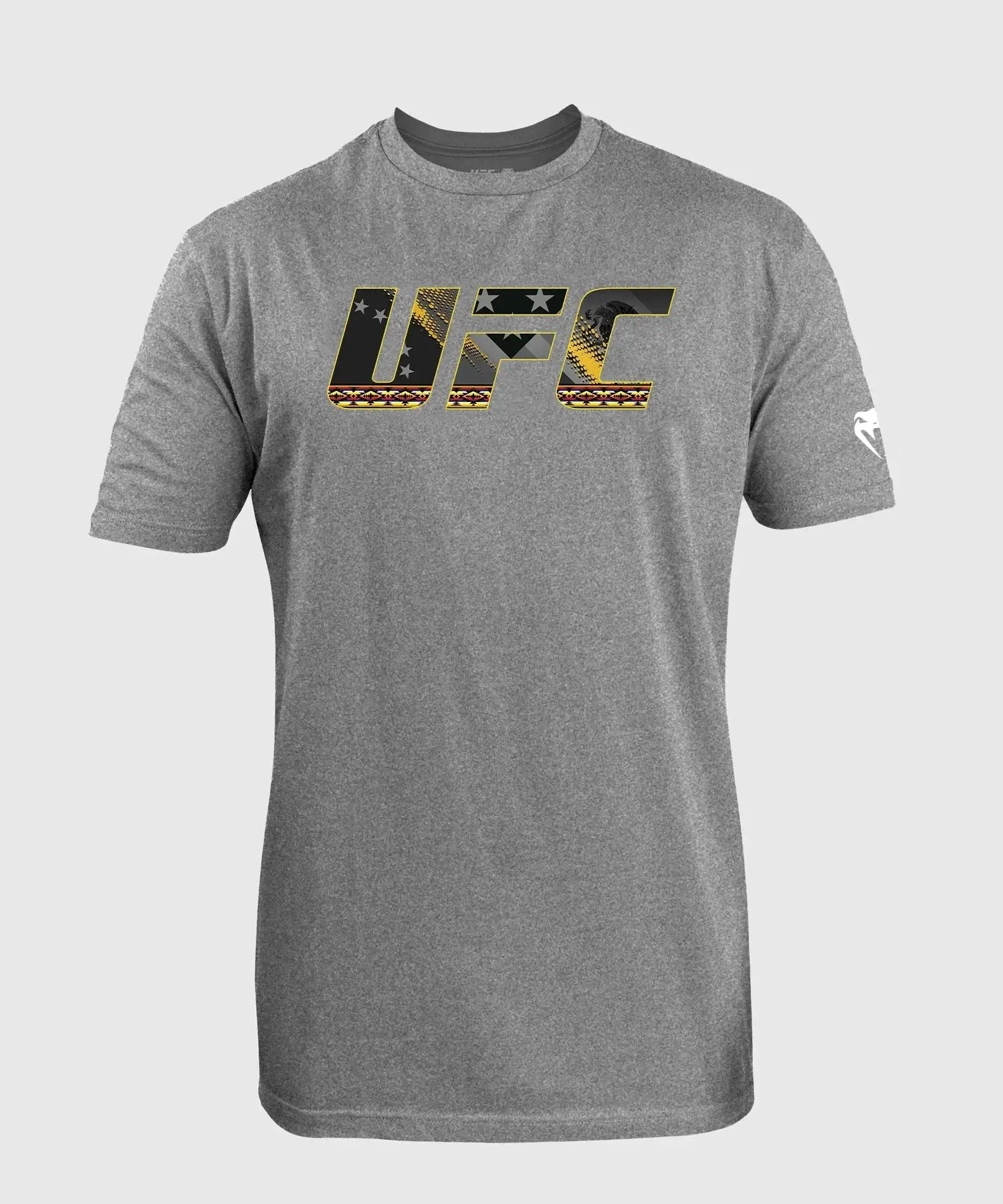 UFC Unrivaled Julianna Peña T-shirt featuring a unique design with the UFC logo on a gray fabric.