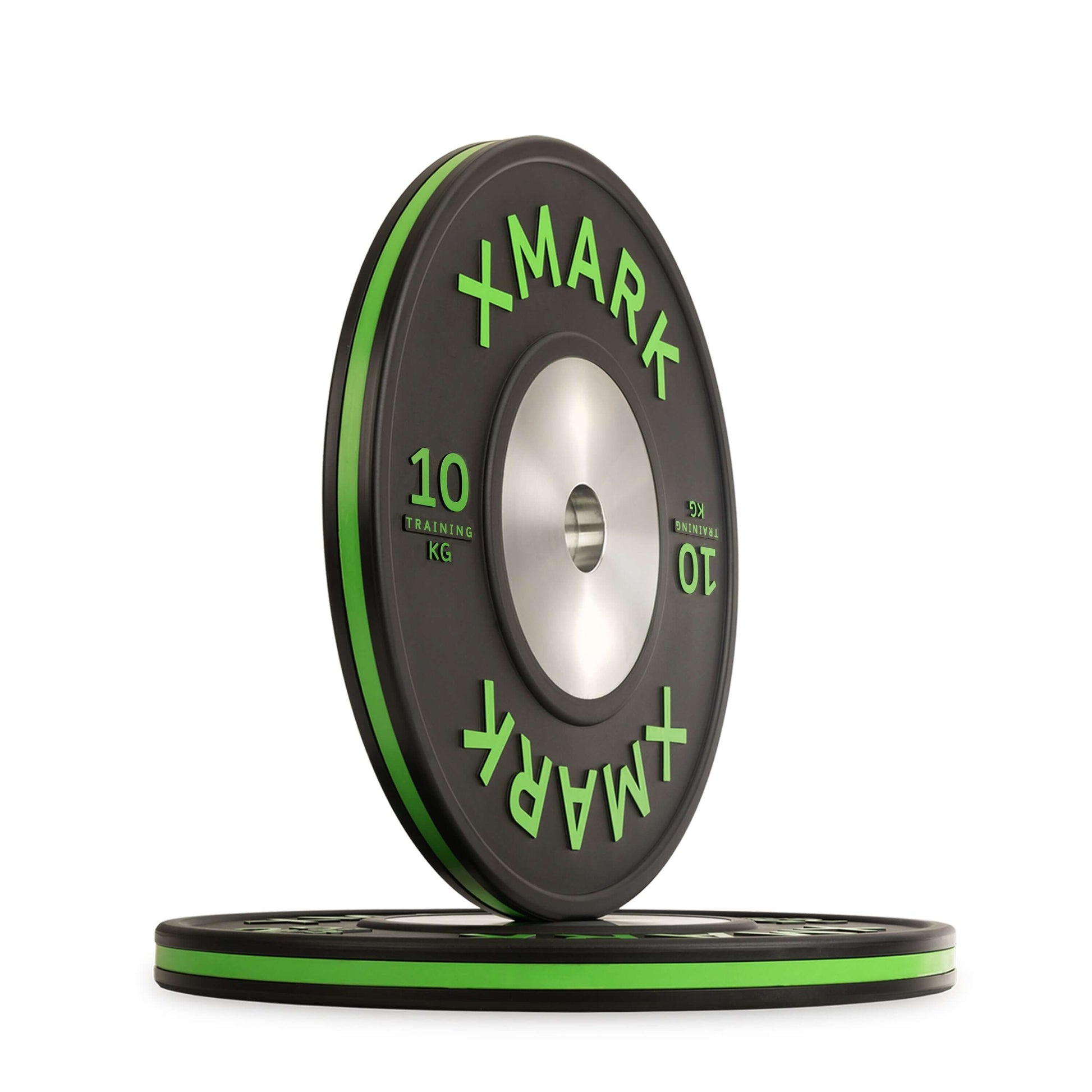 Competition Training Bumper Plate Pairs by XMARK, 10 kg weight plates for precise lifting performance.