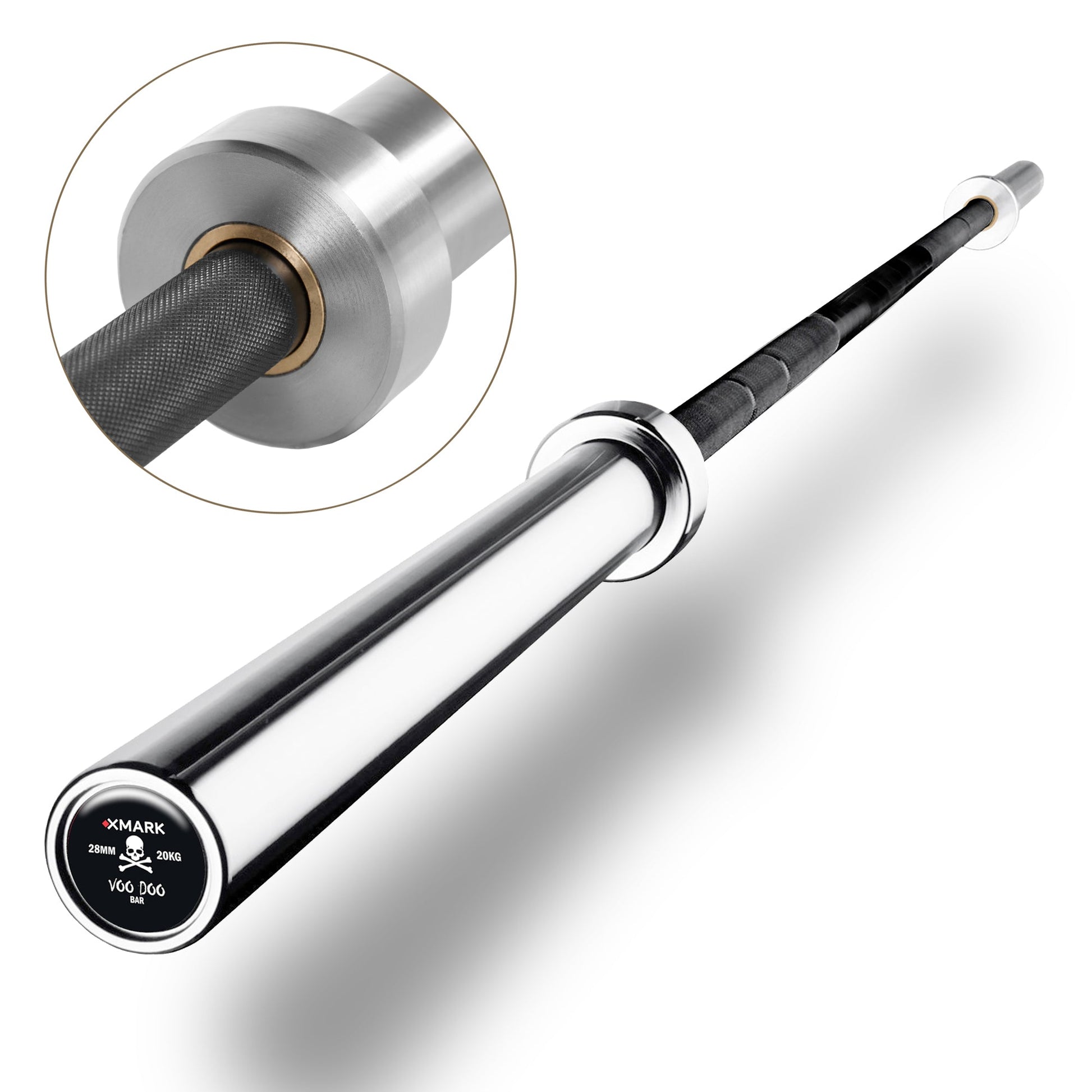 Voodoo 7ft Olympic Weightlifting Bar with high tensile strength and weight capacity for heavy lifting.