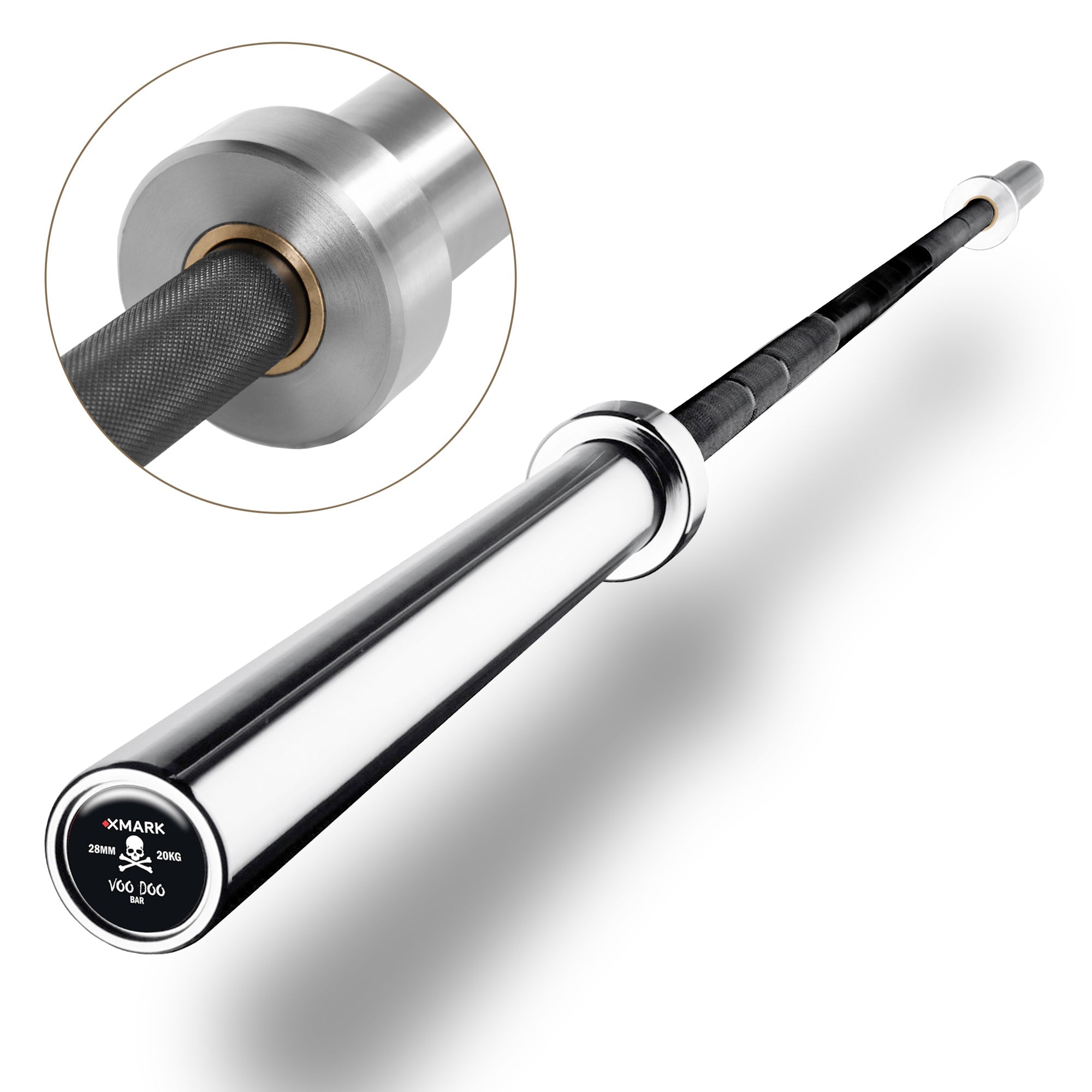 Voodoo 7ft Olympic Weightlifting Bar with high tensile strength and weight capacity for heavy lifting.
