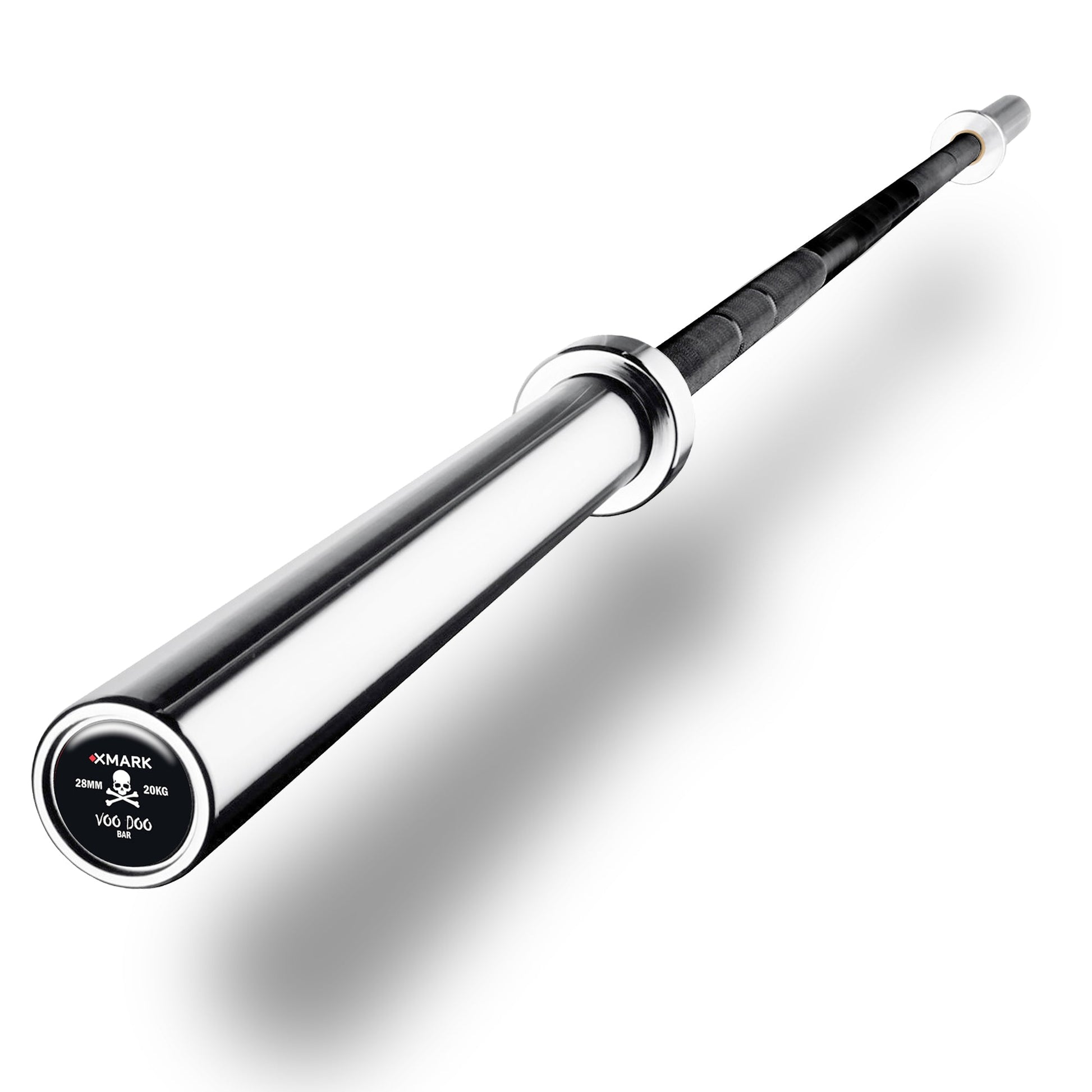 Voodoo 7ft Olympic Weightlifting Bar with 1500 lb capacity and 185,000 PSI strength, ideal for serious lifters.