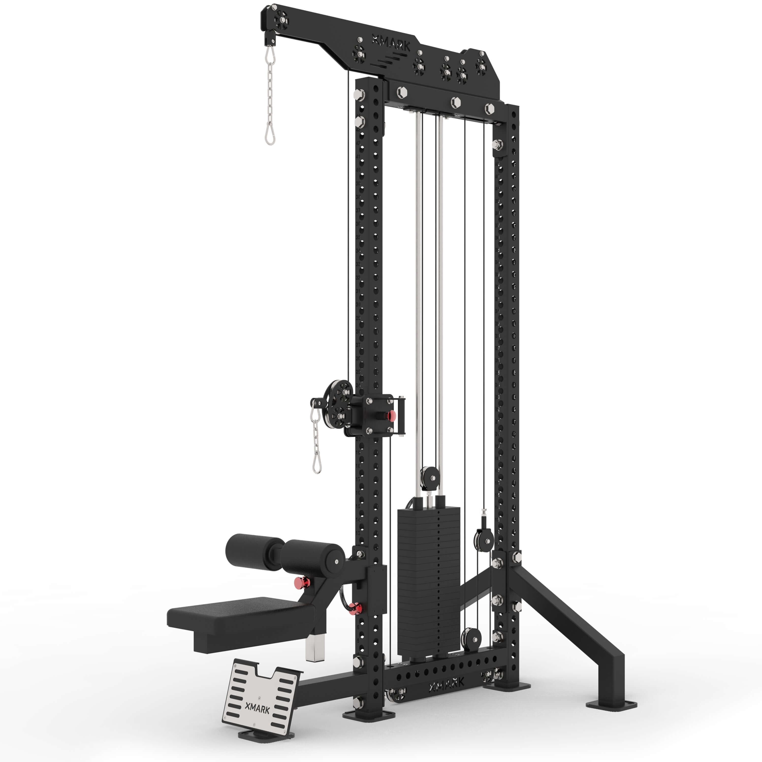 Commercial Lat Pulldown and Low Row Single Stack Functional Trainer with heavy-duty steel construction and 220-pound weight stack.