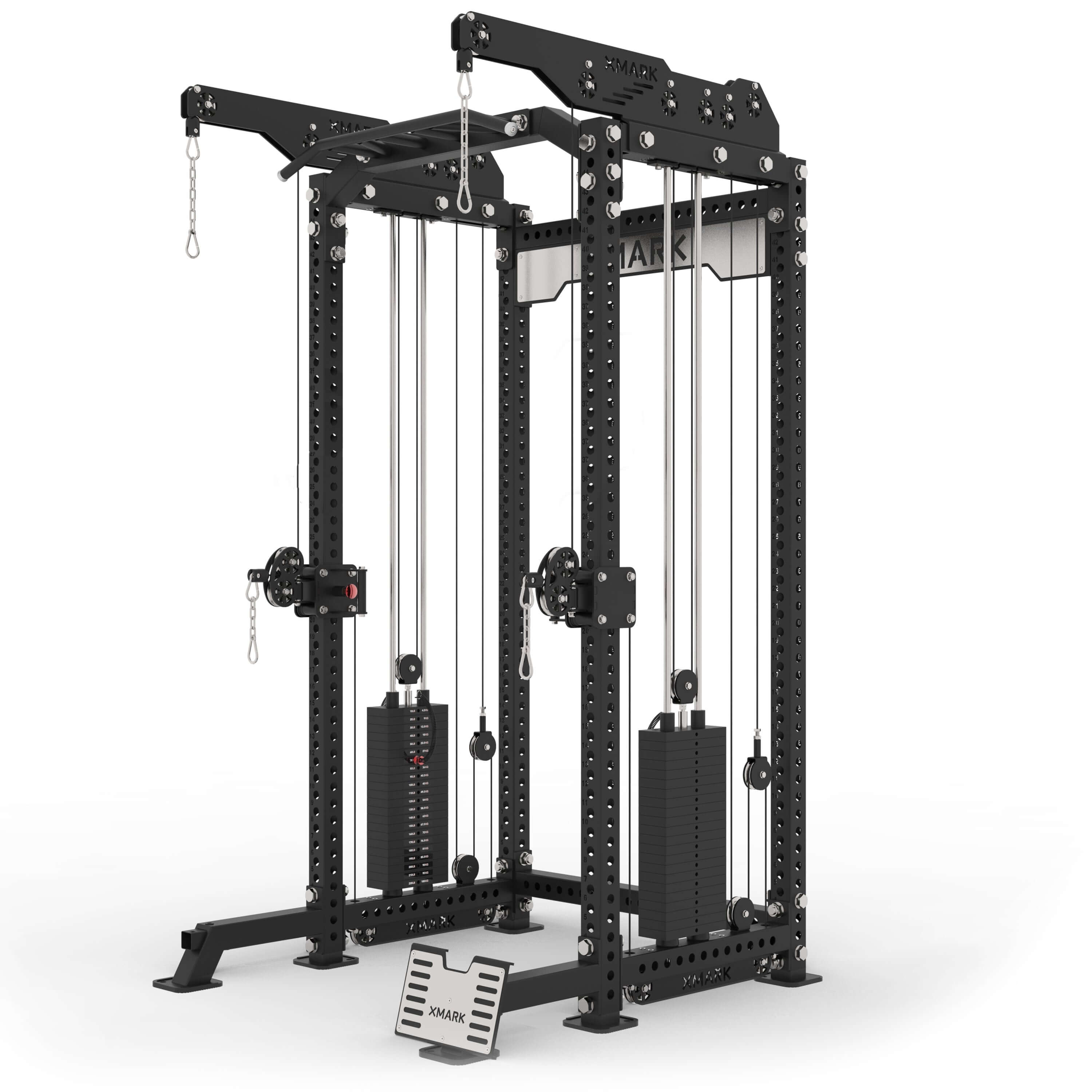 Commercial Half Rack Functional Trainer with Lat Pulldown and Low Row for quality workout performance.