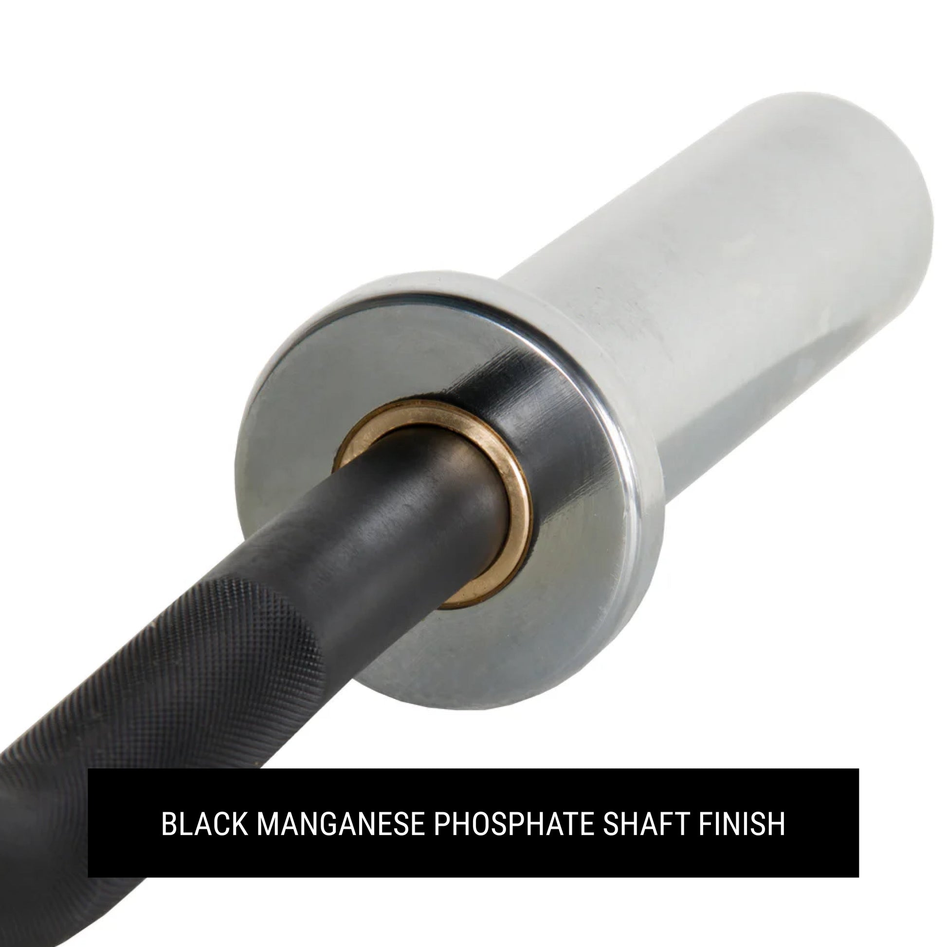 Close-up view of the EZ Curl Bar 28 mm Grip – Fits Olympic Weights showcasing the black manganese phosphate shaft finish.