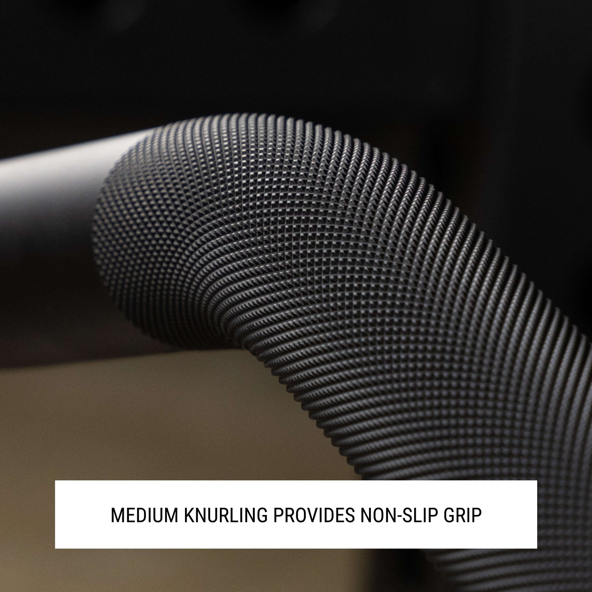 Medium knurling on the Convict 6ft Rackable Curl Bar provides a secure, non-slip grip for safer workouts.