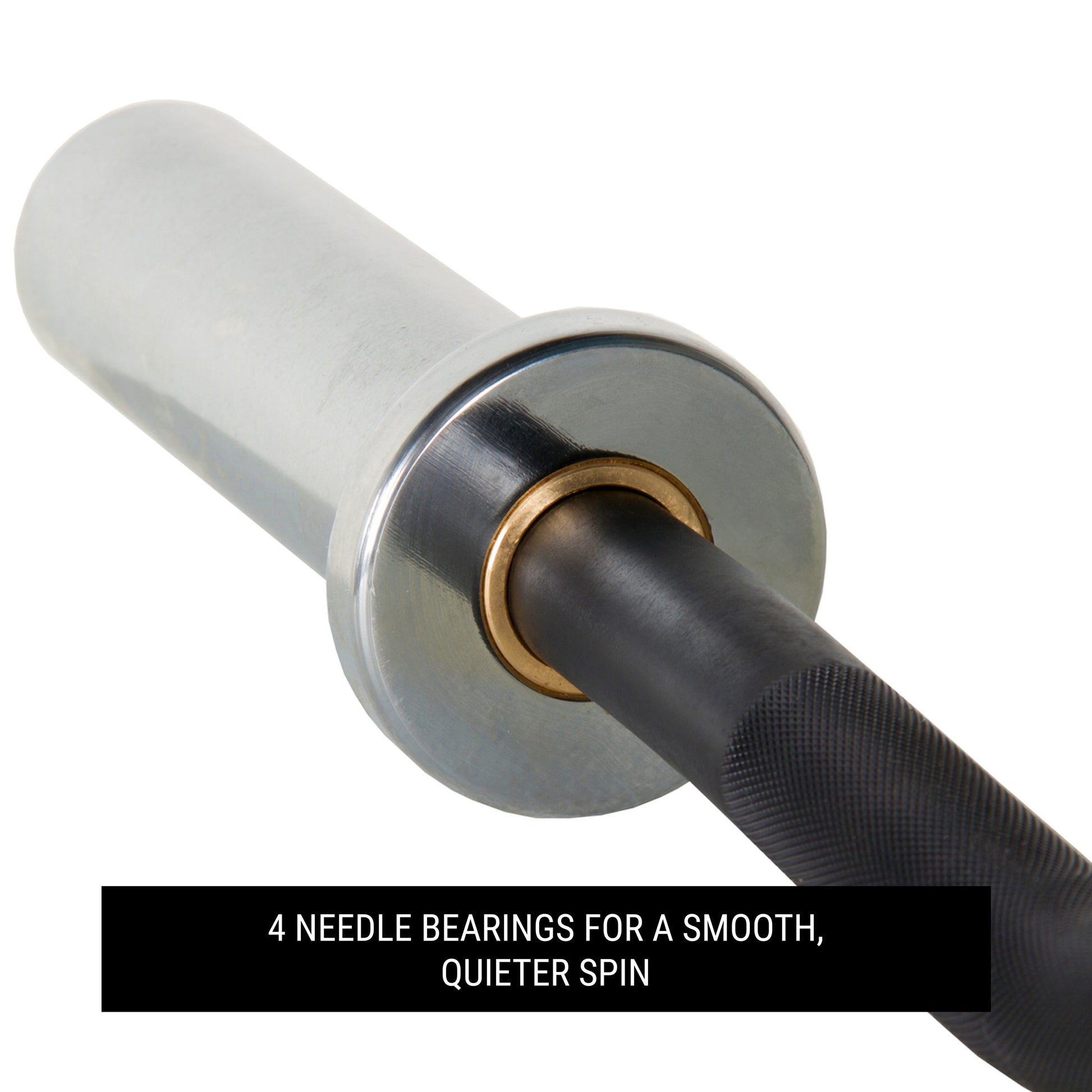 Chisel Olympic EZ Curl Barbell 47 inches close-up showing 4 needle bearings for a smooth, quieter spin.