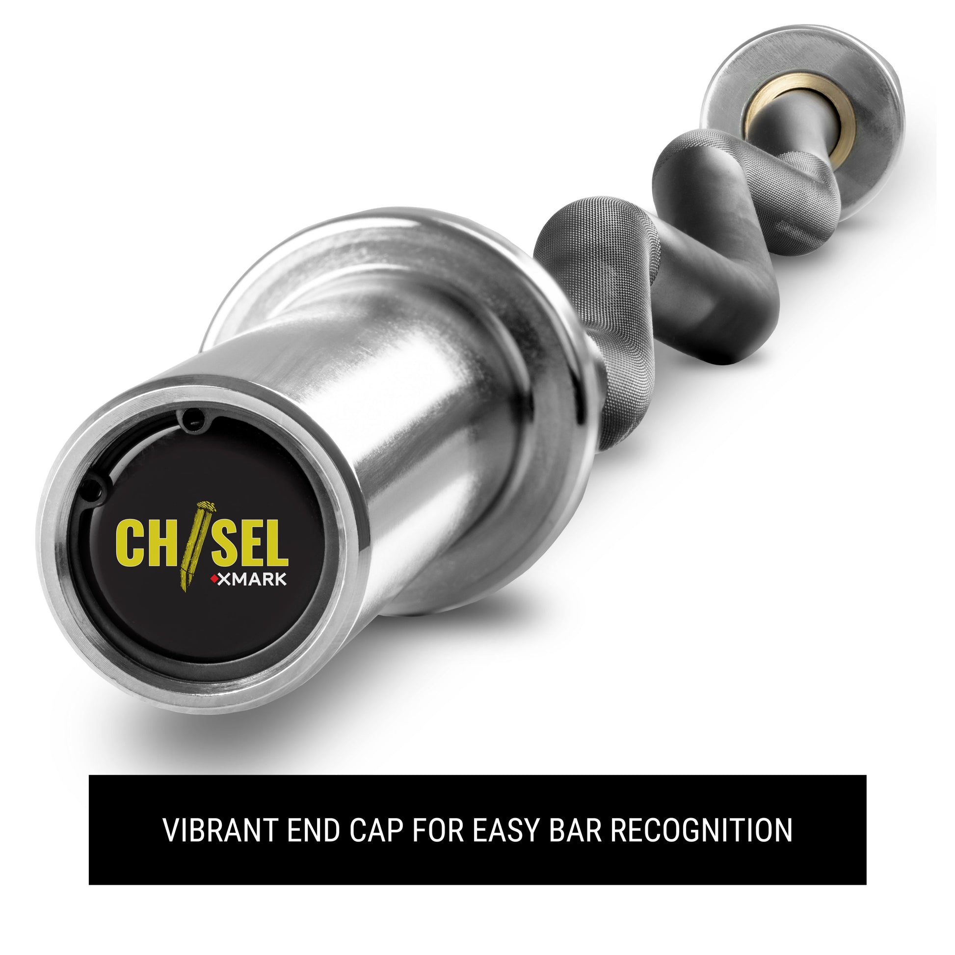 Chisel Olympic EZ Curl Barbell 47 inches with vibrant end cap for easy bar recognition