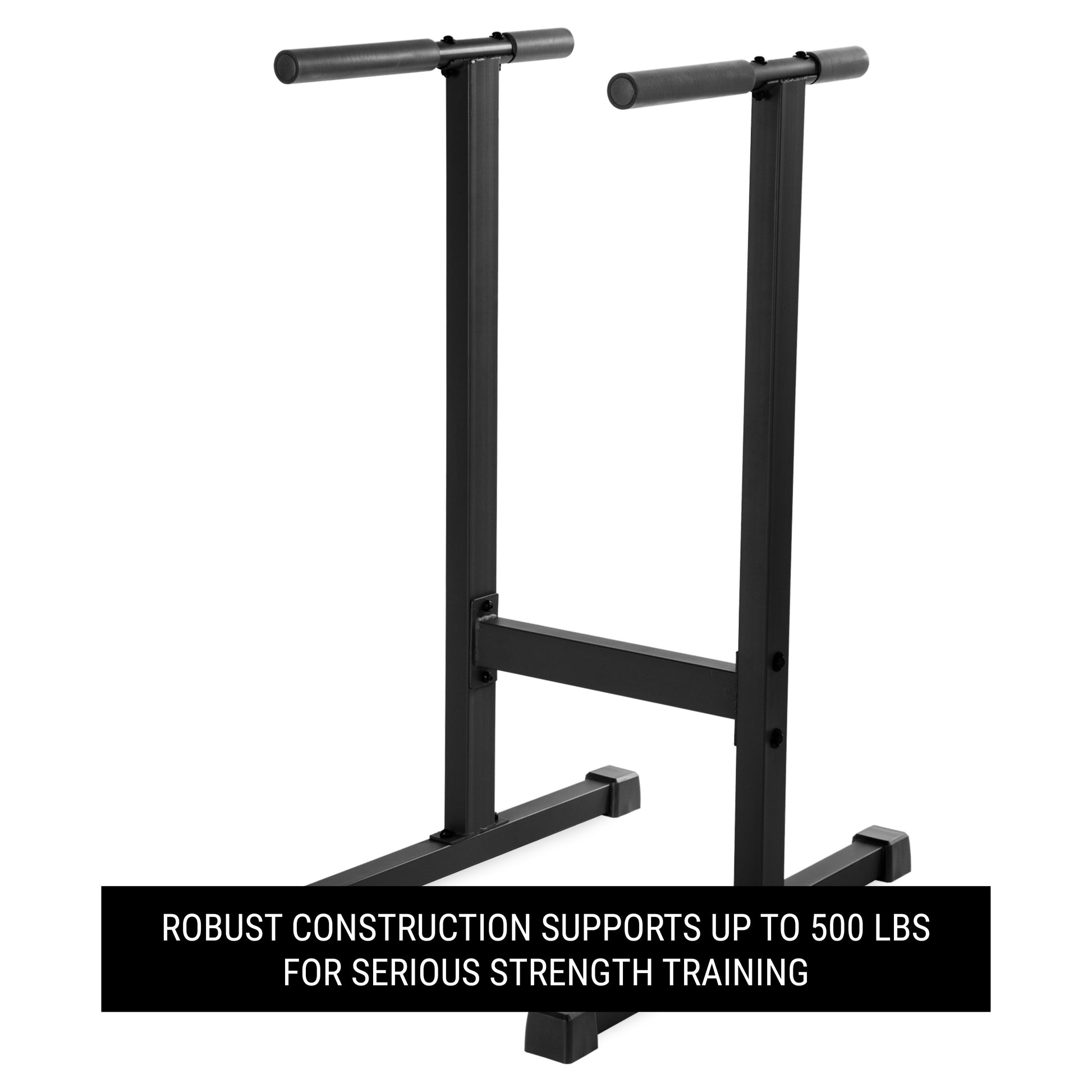 Dip Stand Station Bar for Vertical Knee Raise with robust construction supporting up to 500 lbs for strength training.