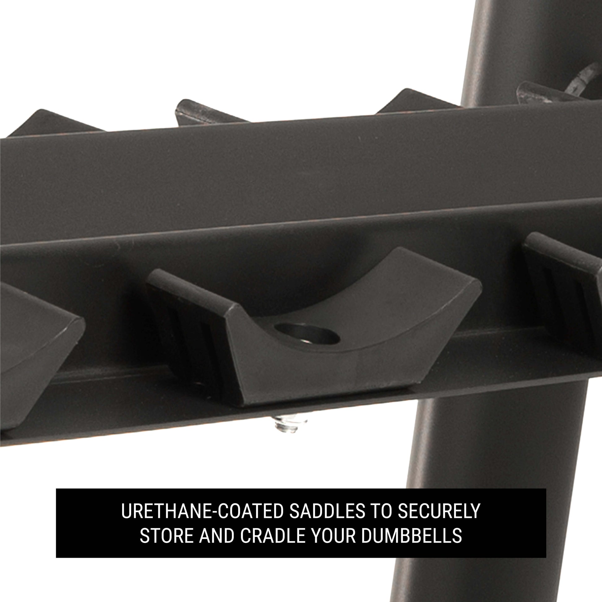 Commercial 3-Tier Dumbbell Racks - 15 Dumbbell Pairs with urethane-coated saddles for secure dumbbell storage.