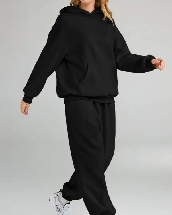 Full Size Kangaroo Pocket Hoodie and Joggers Set Plus Size