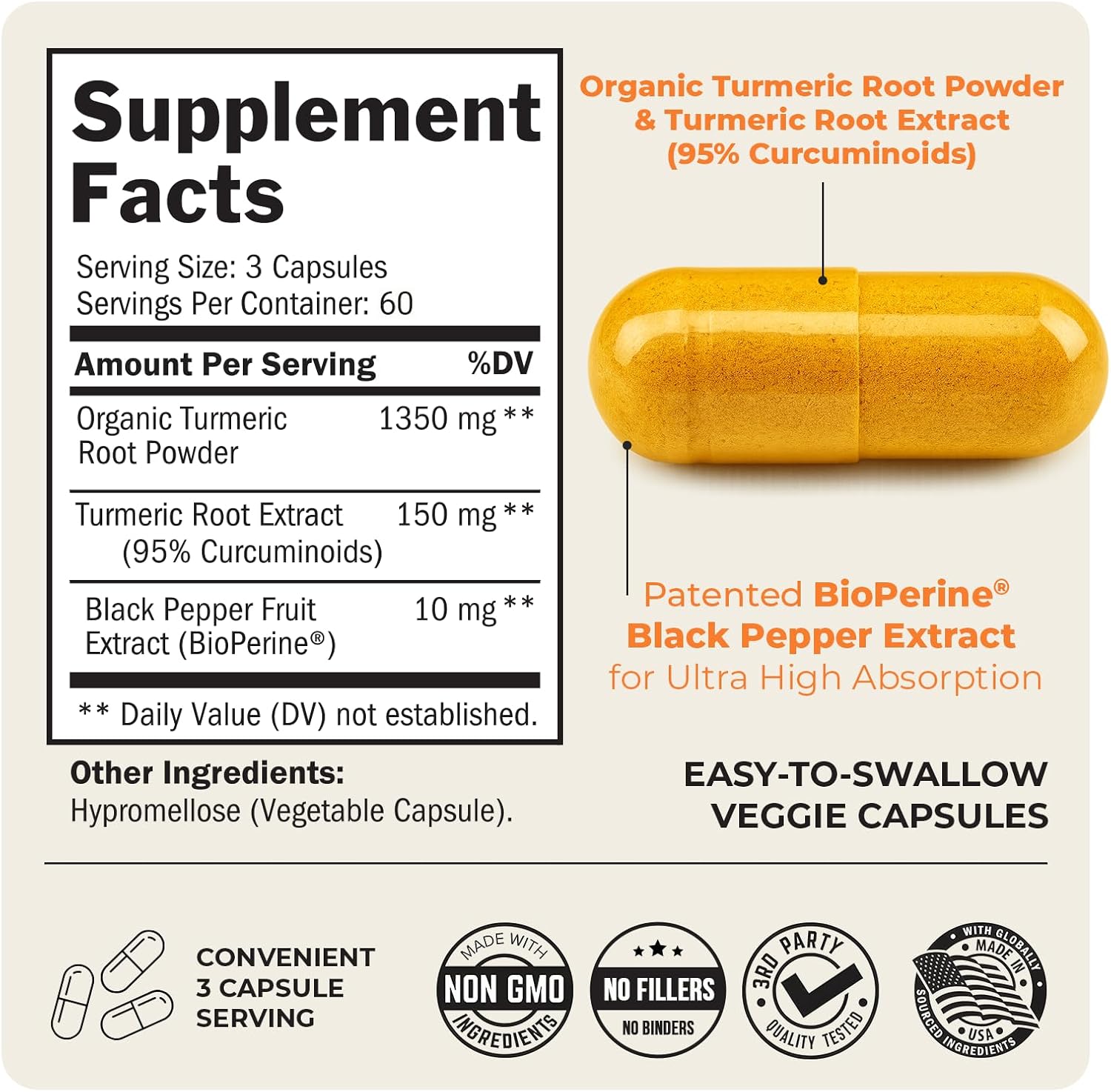 Bio Schwartz Turmeric Curcumin with Black Pepper Extract 1500mg