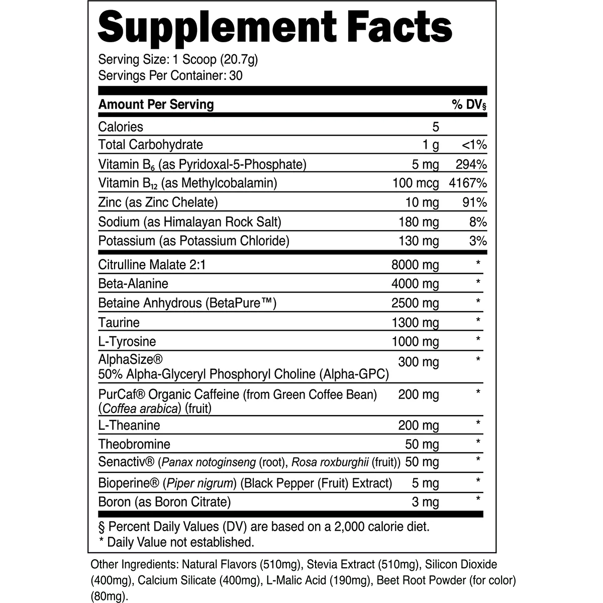 Transparent labs Bulk Pre-Workout -30 Servings