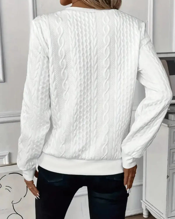 Texture Half Zip Long Sleeve Sweatshirt