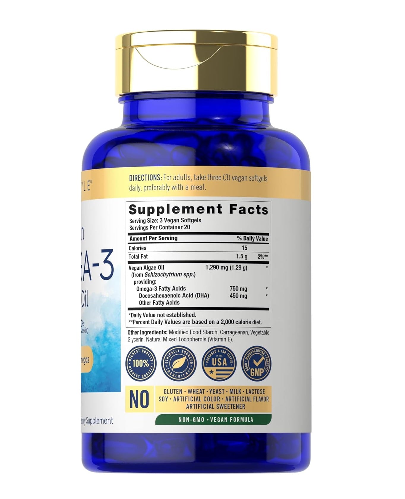 Carlyle Vegan Plant Based Omega 3 Supplement - 1290 mg