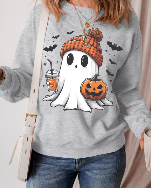 Halloween Ghost Round Neck Sweatshirt