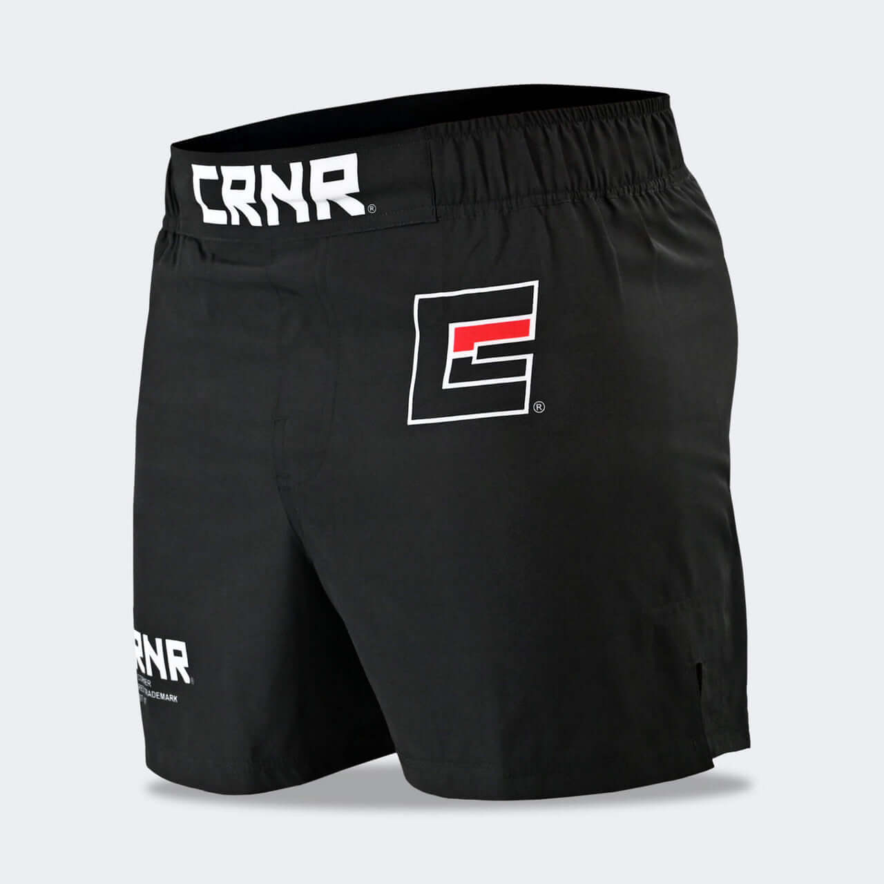 CROSS TRAINER SHORTS by Combat Corner in black, featuring lightweight fabric and semi-elastic waistband for martial arts training.