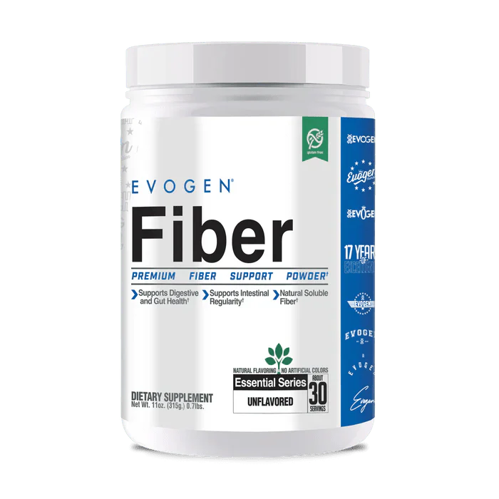 Evogen Fiber - Premium Fiber Support Powder, dietary supplement for digestive health with 30 servings.