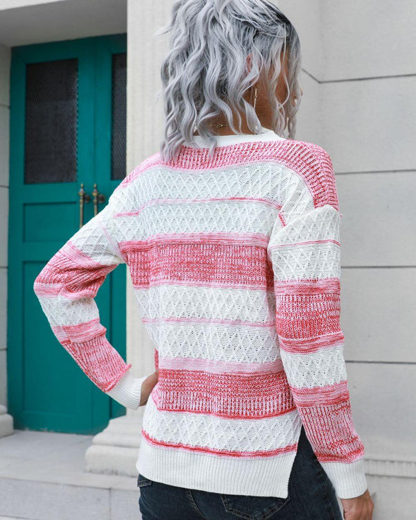 Two-Tone Slit Sweater