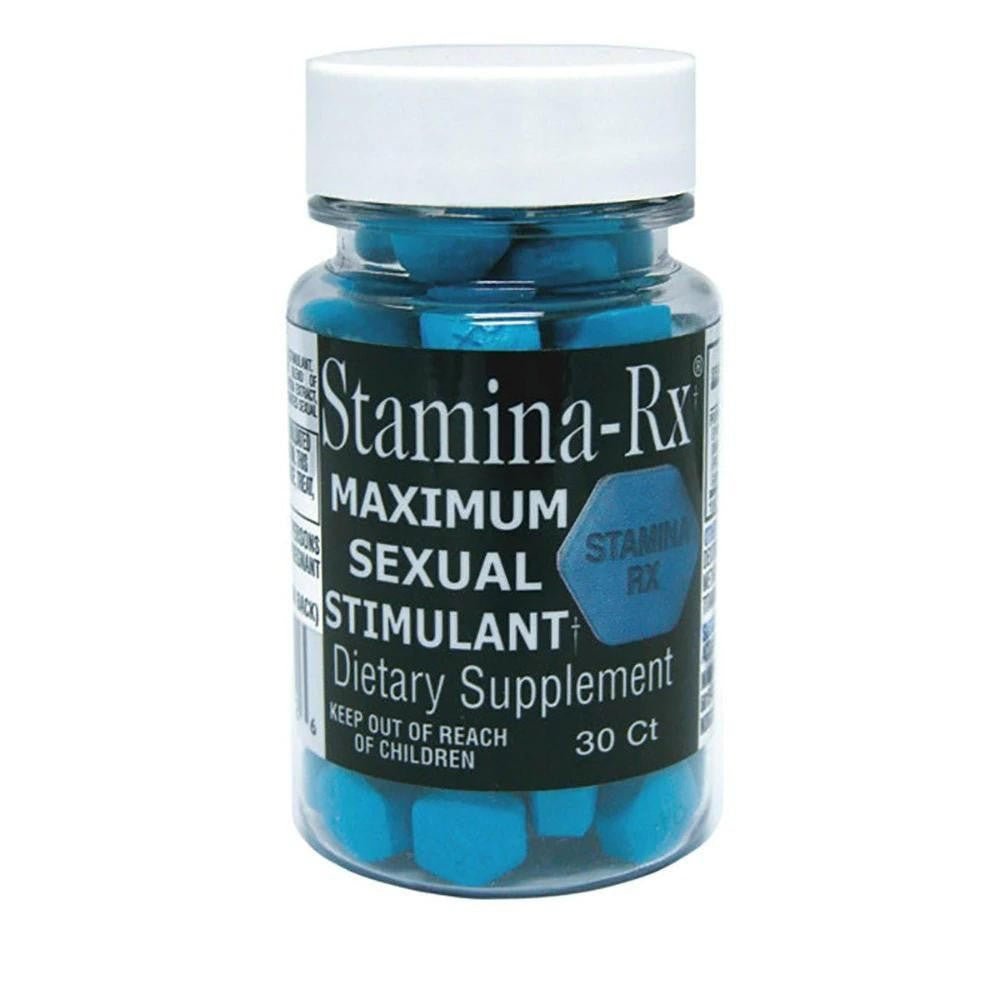Hi Tech Pharma Stamina-RX bottle with blue tablets, maximum sexual stimulant dietary supplement, 30 ct.