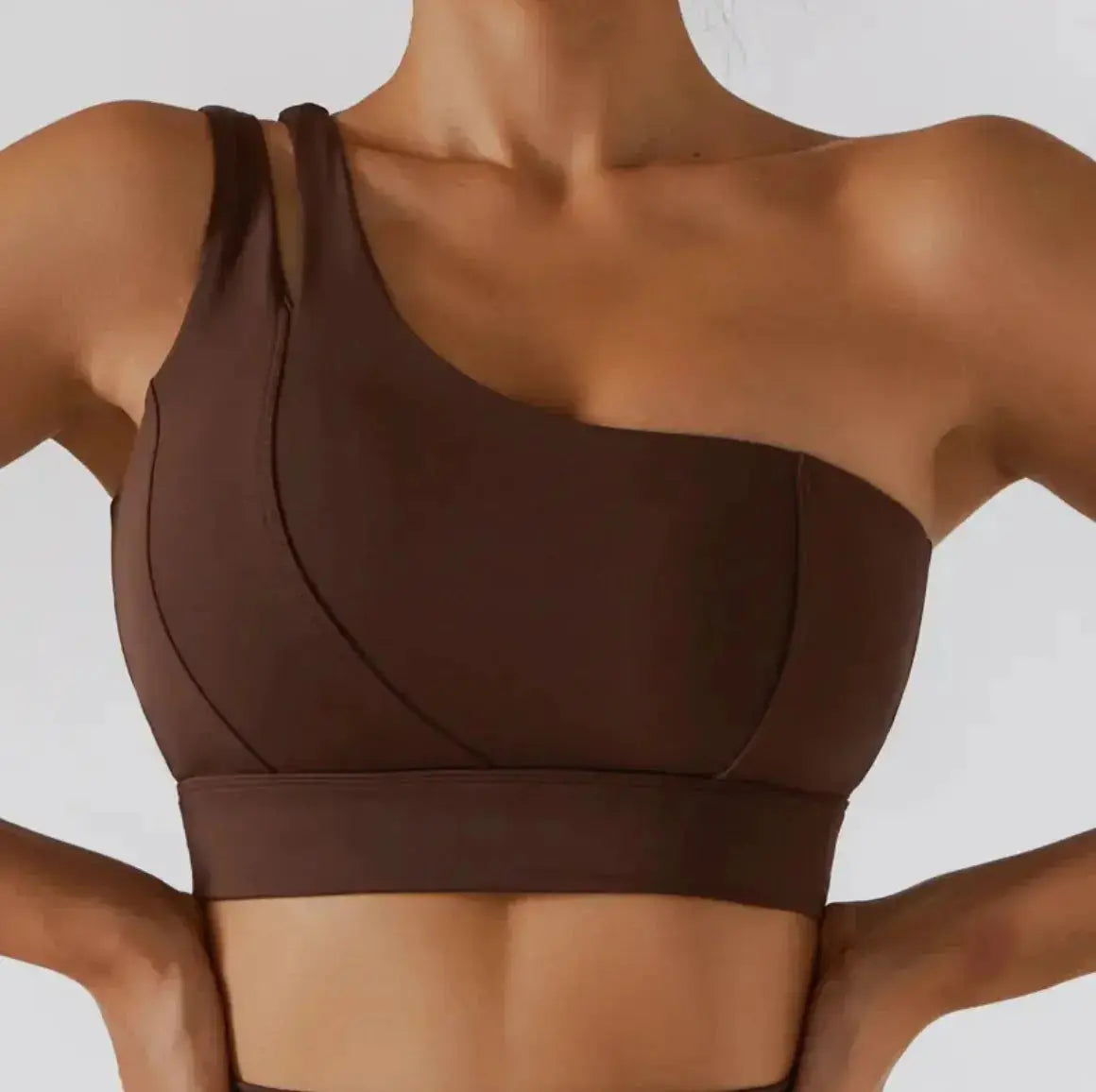 One Shoulder Flaire Ribbed Workout Bra