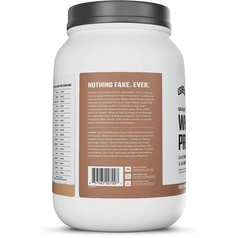 Levels Grass Fed Whey Protein 2 Lbs Pure Chocolate