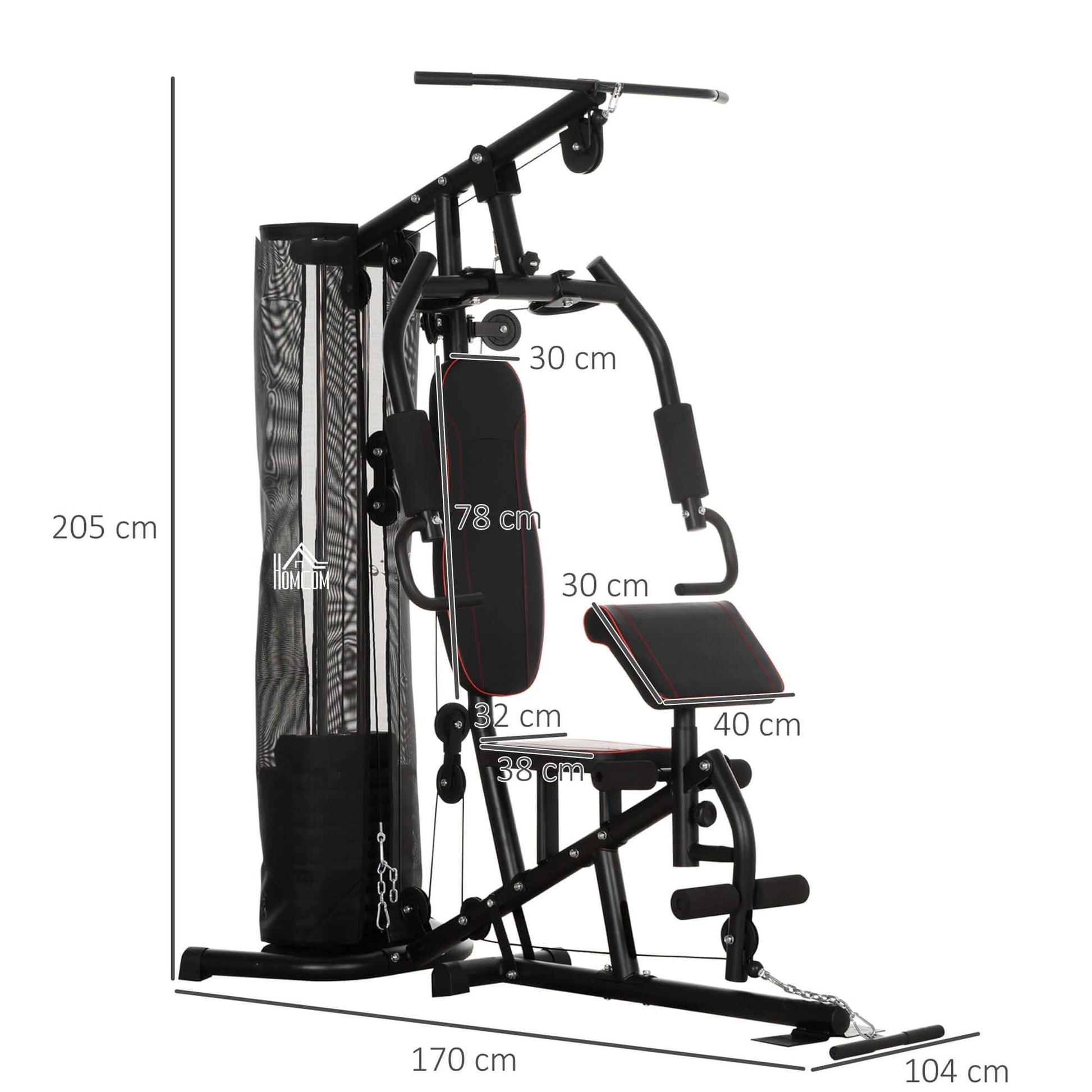Multi-Functional Home Gym Workout Station, 45Kg Weight Stack Multi Gym Fitness Equipment for Full Body Fitness-2