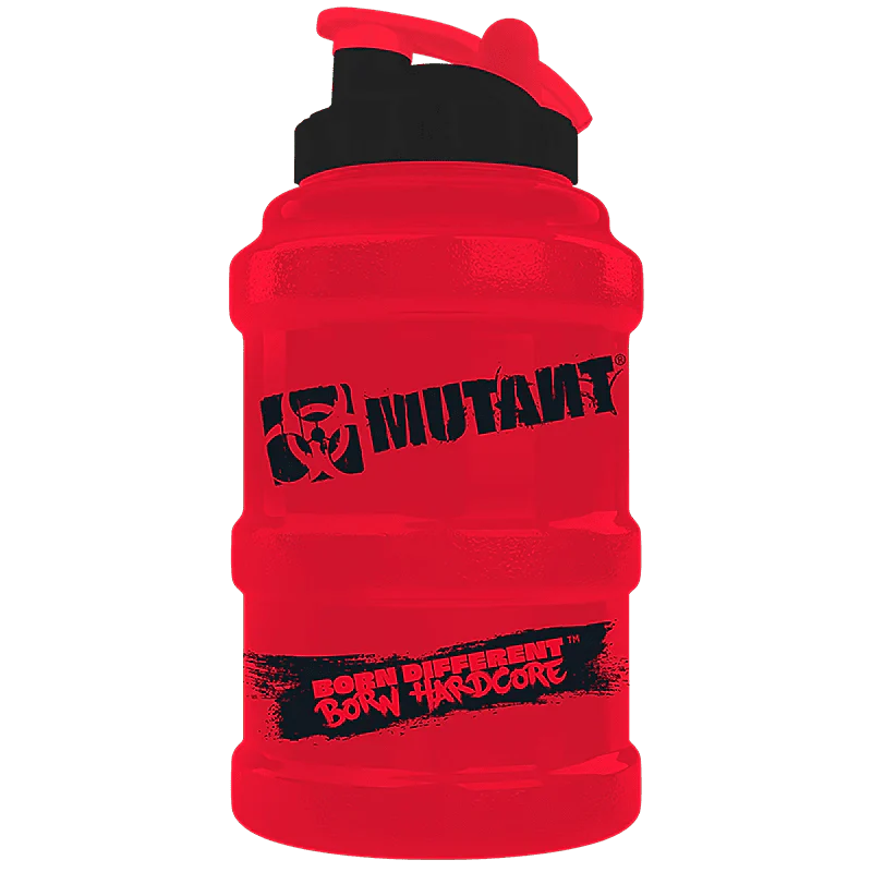 BORN HARDCORE 1.6L RED Mini Mega Mug MUTANT® in opaque red with black accents, ideal for intense hydration.