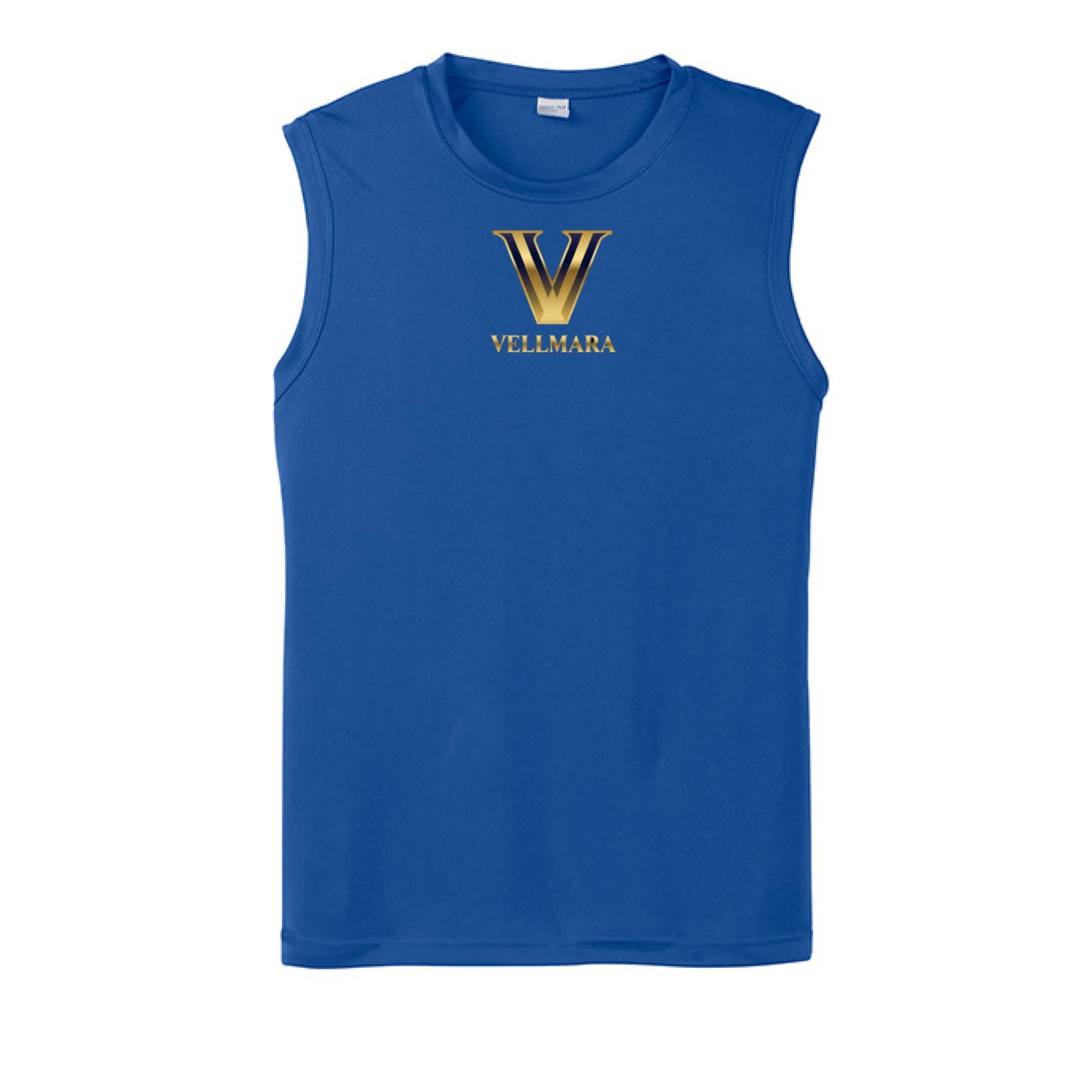 Vellmara Competitor Performance Tee in blue with gold logo