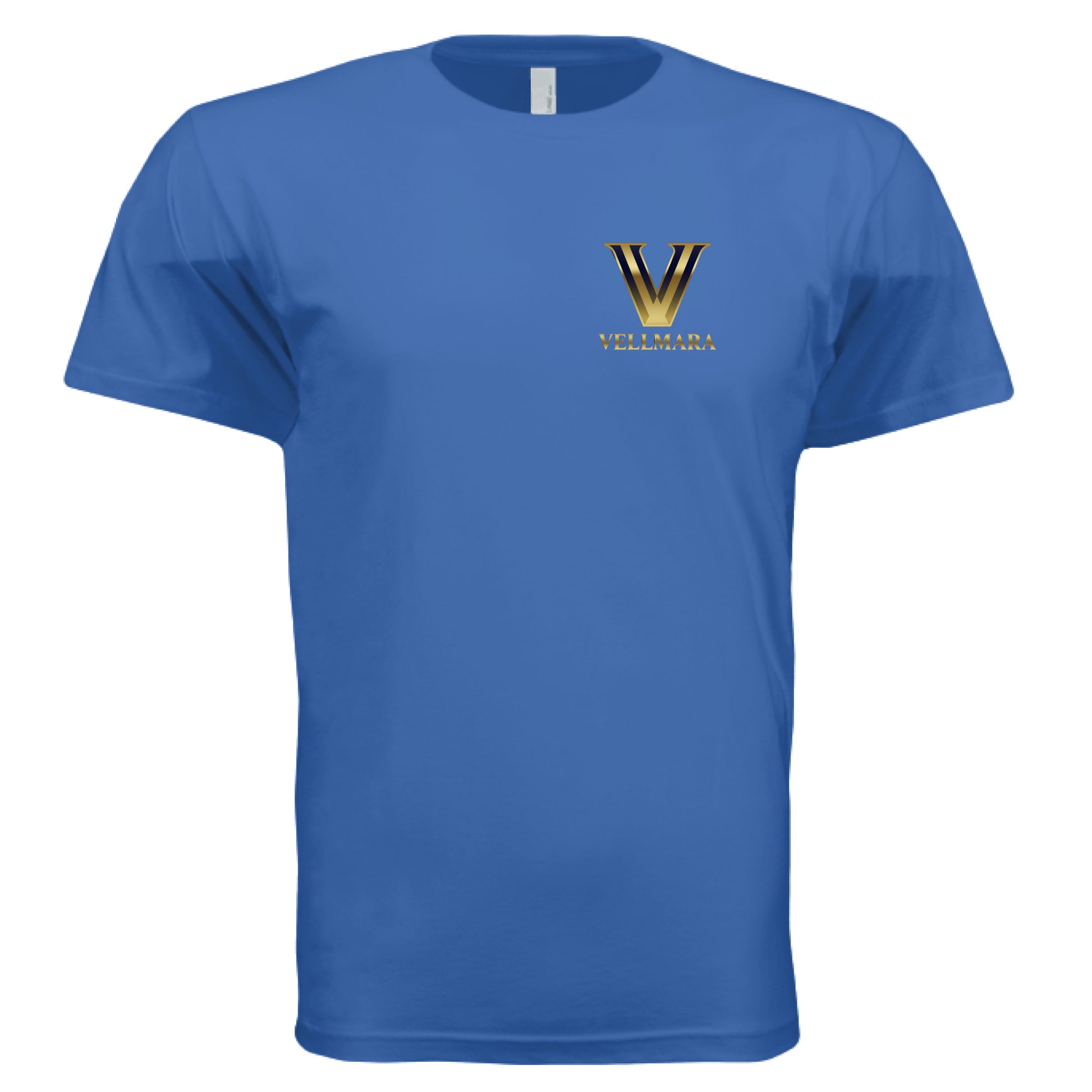 Live Well moisture wicking performance T-shirt by Vellmara in vibrant blue color.