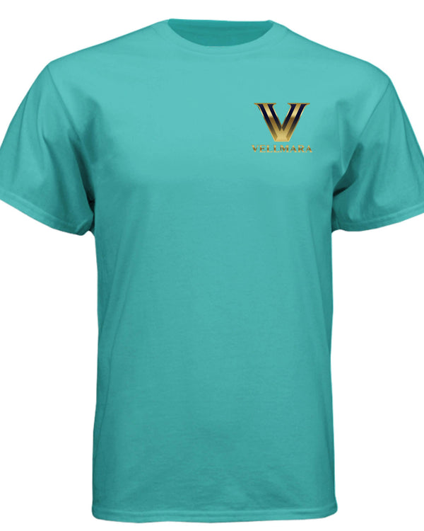 Strong is My Side Hustle -Men's Soft Tee in turquoise with gold logo.