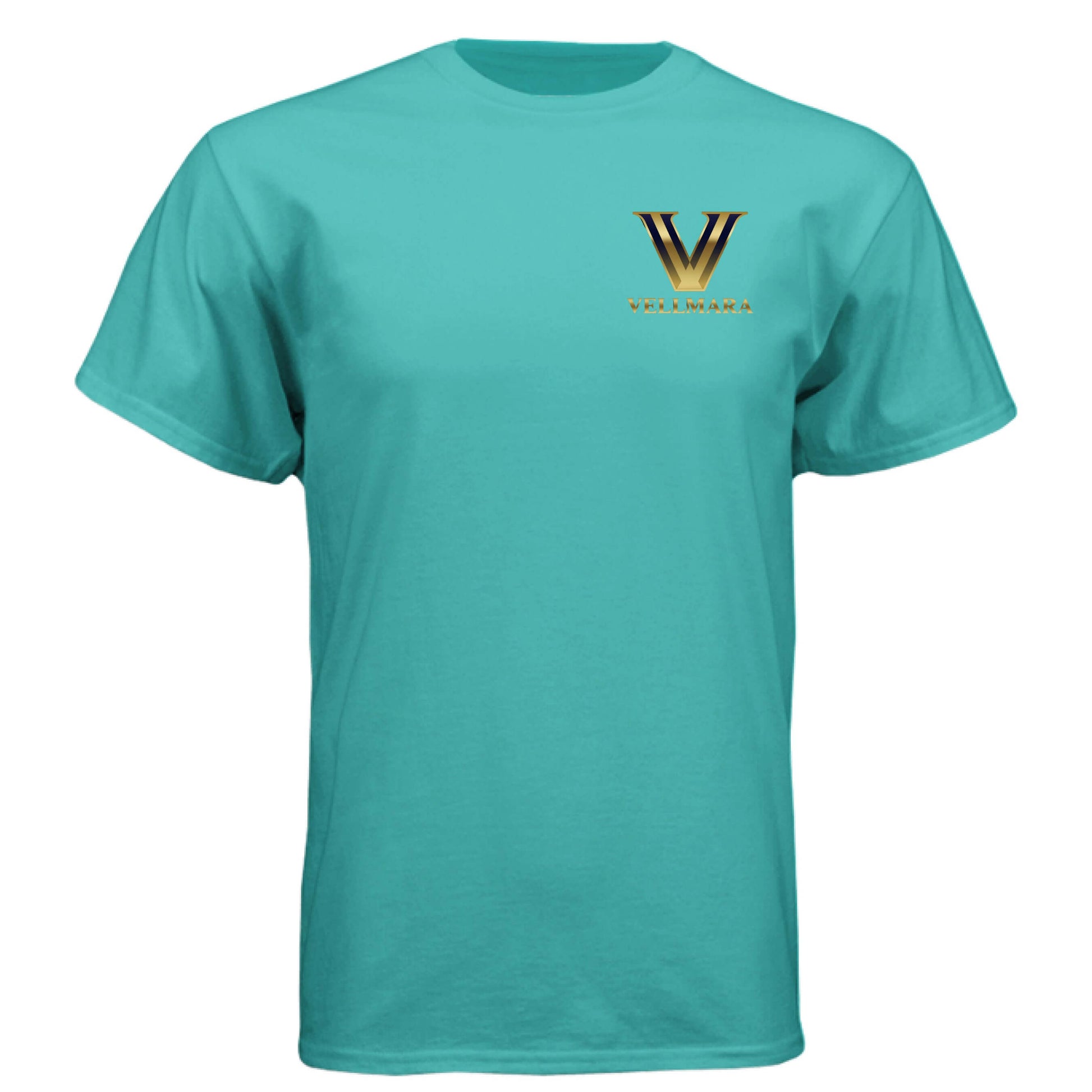 Strong is My Side Hustle -Men's Soft Tee in turquoise with gold logo.