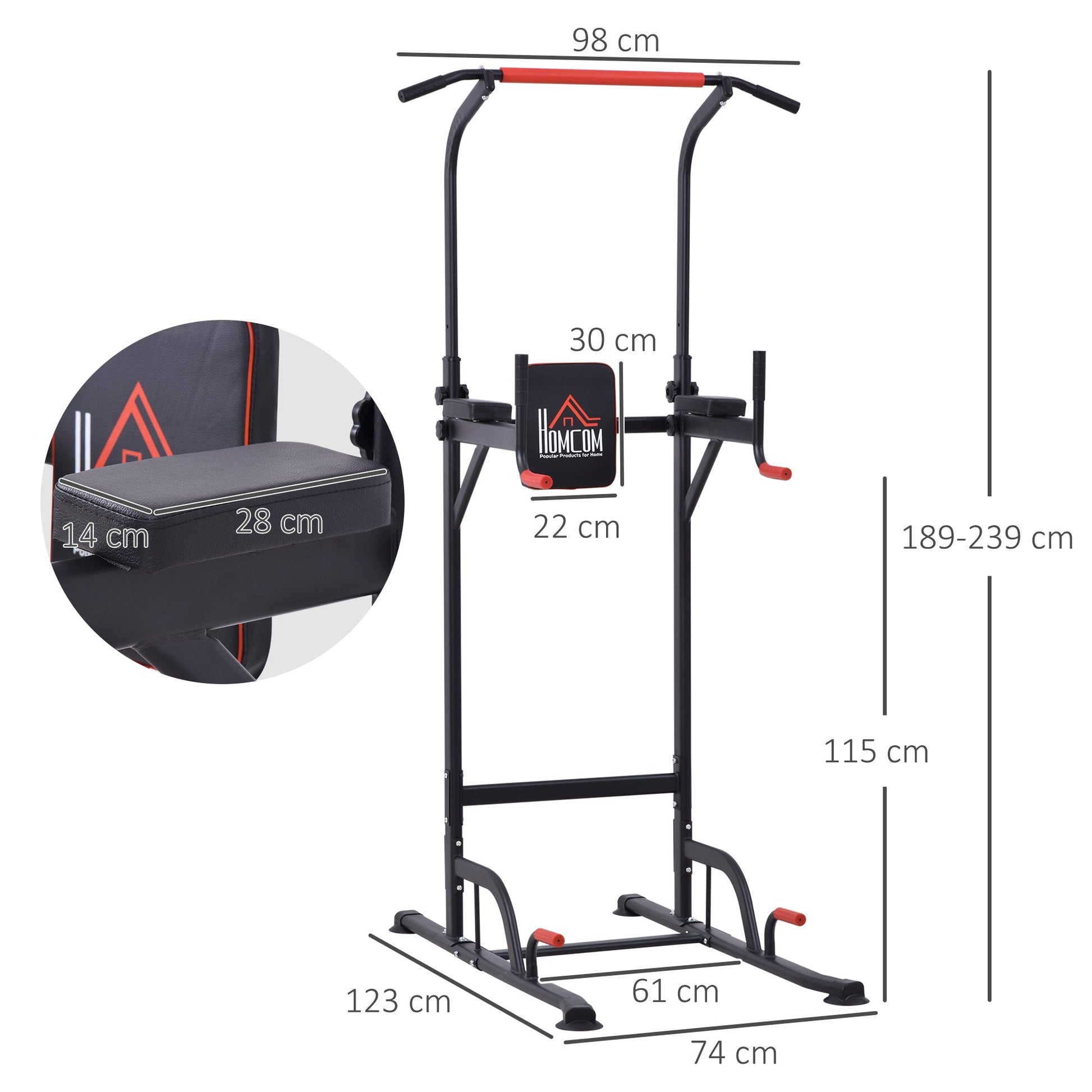 Power Tower Station with Dip Stand, Pull Up Bar Home Office Gym Training Workout Equipment-2