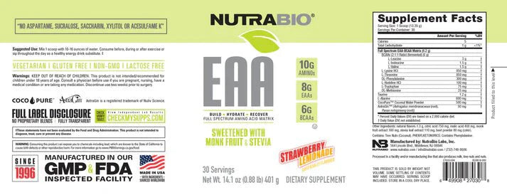 Nutrabio EAA Natural Powder