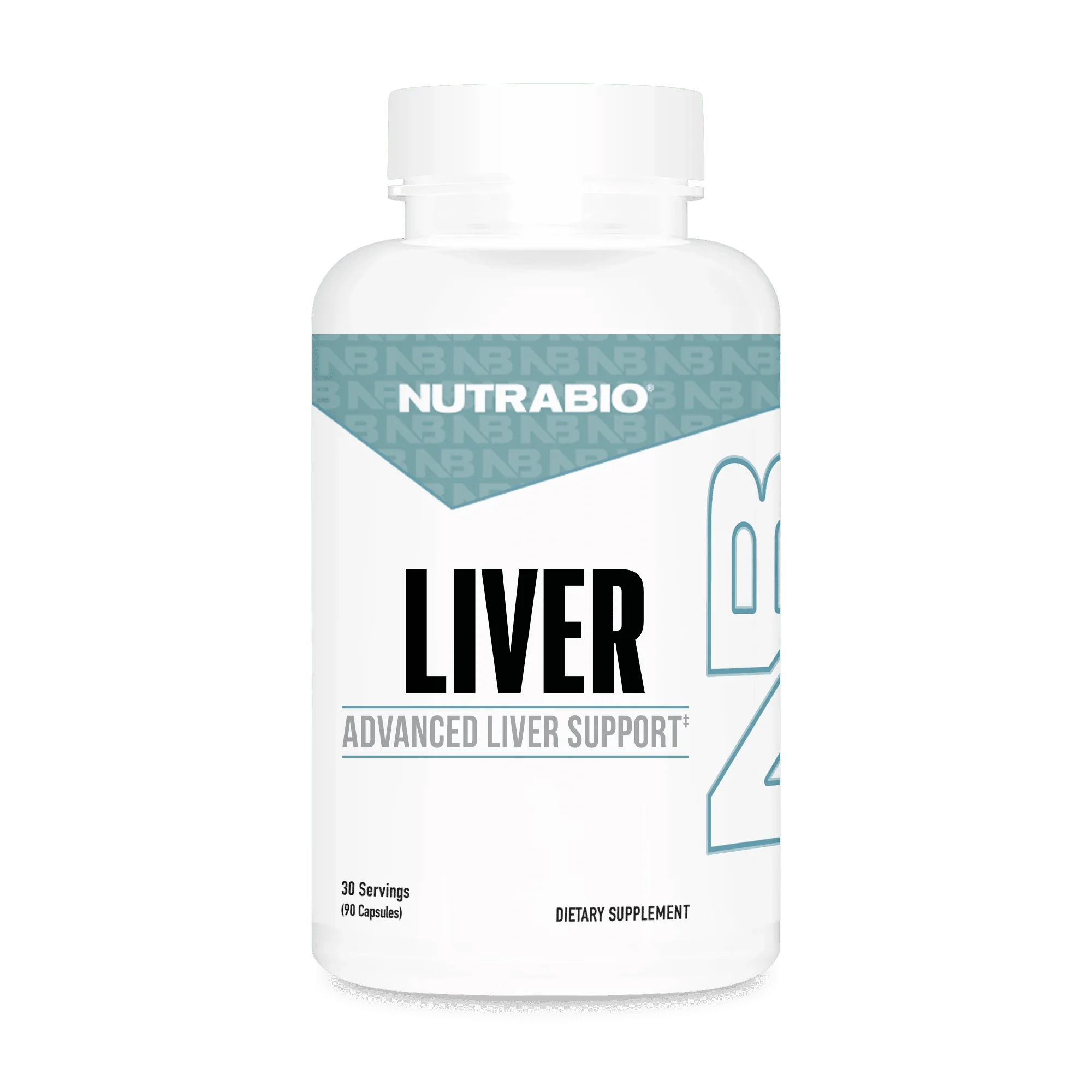 Nutrabio Liver - Advance Liver Support dietary supplement bottle showcasing advanced liver health support.