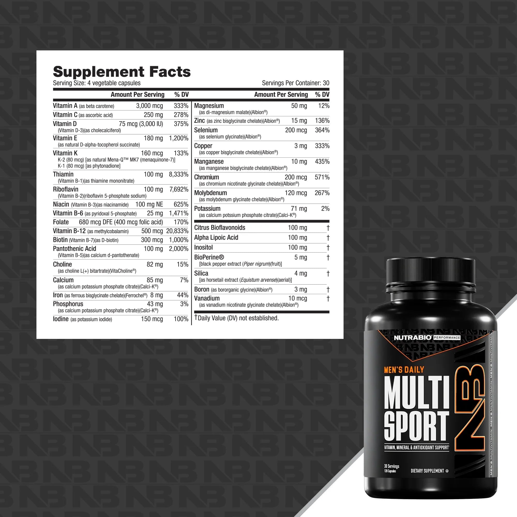 Nutrabio Multi Sport Vitamin Mineral & Antioxidant Support