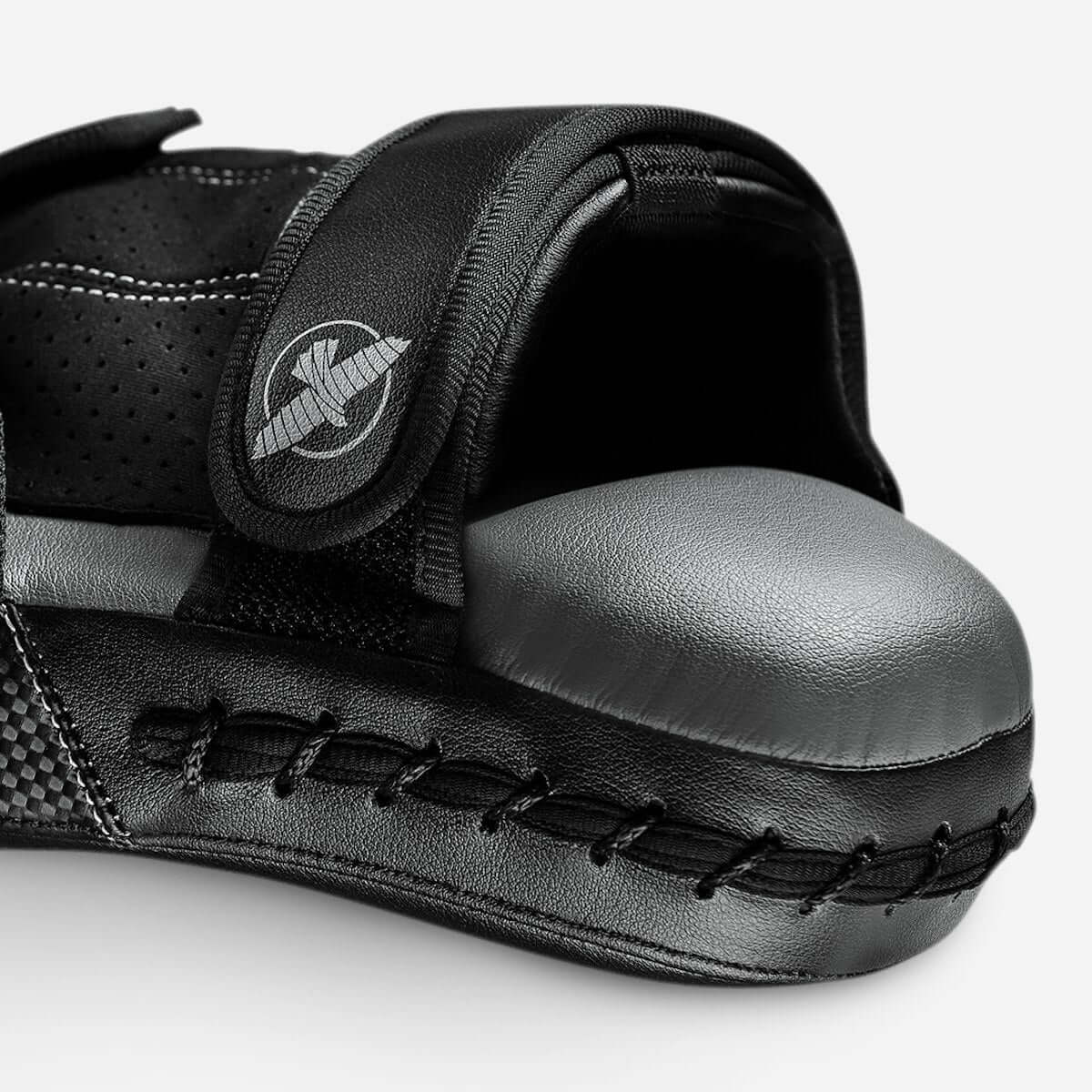 Hayabusa PTS3 Focus Mitts close-up showing teardrop shape and reinforced design