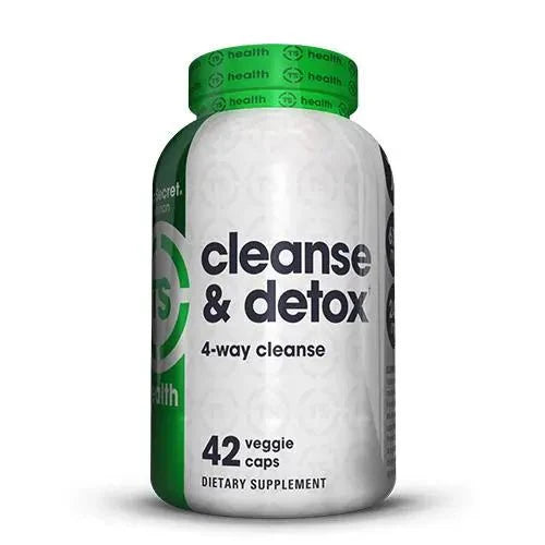 Top Secret Nutrition Cleanse and Detox 7 Days Formula dietary supplement bottle with 42 veggie caps.