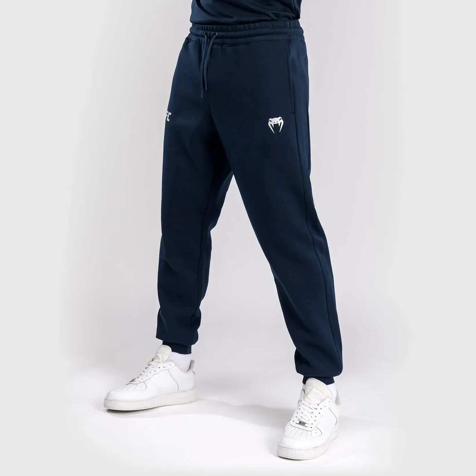 UFC Fusion Authentic Fight Week Cotton Joggers showcased in navy blue with a relaxed fit, ideal for performance and style.