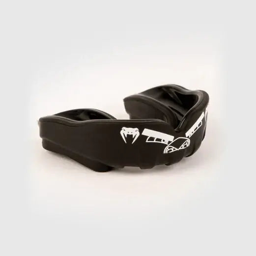 Venum Challenger Angry Birds Kids Mouthguard in black featuring logo design for youth protection during sports.