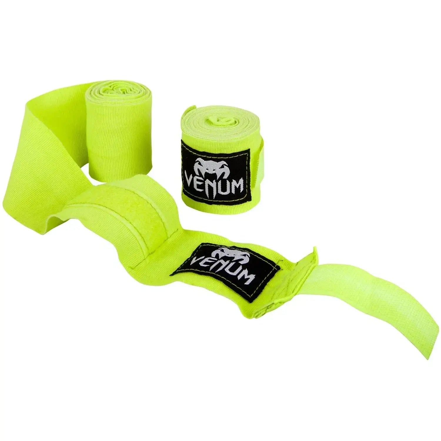 Venum Kontact Boxing Handwraps in bright yellow, featuring elasticated cotton for support and protection.
