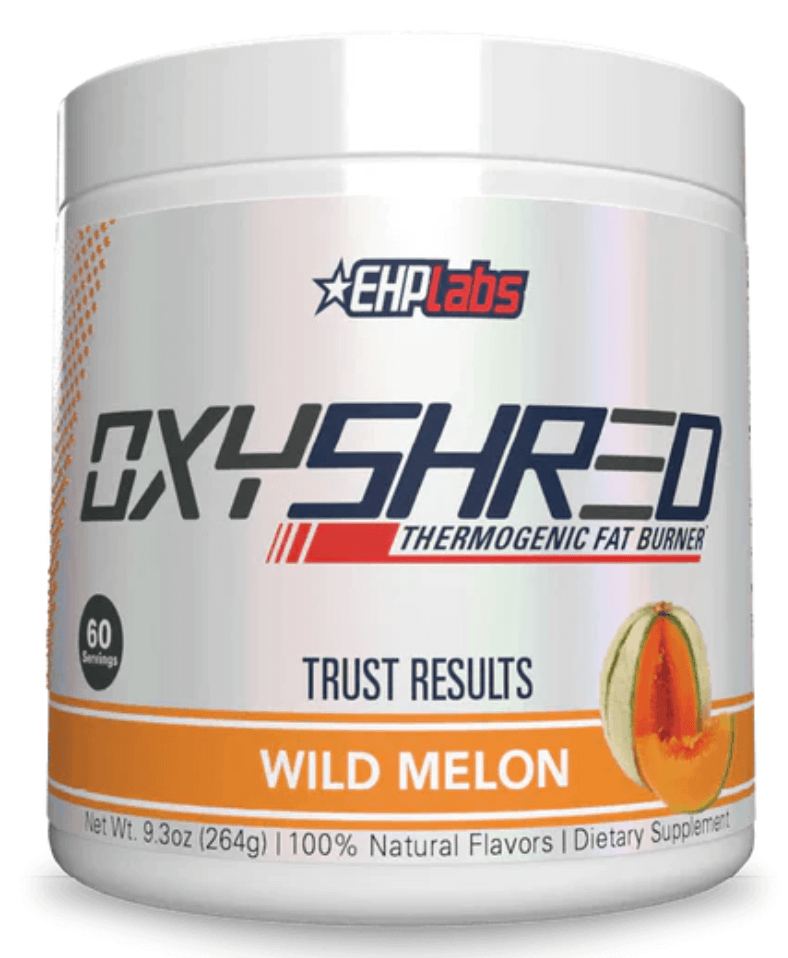 EHP Labs OxyShred Thermogenic Fat Burner – Energy Focus in Wild Melon flavor, 60 servings per container.